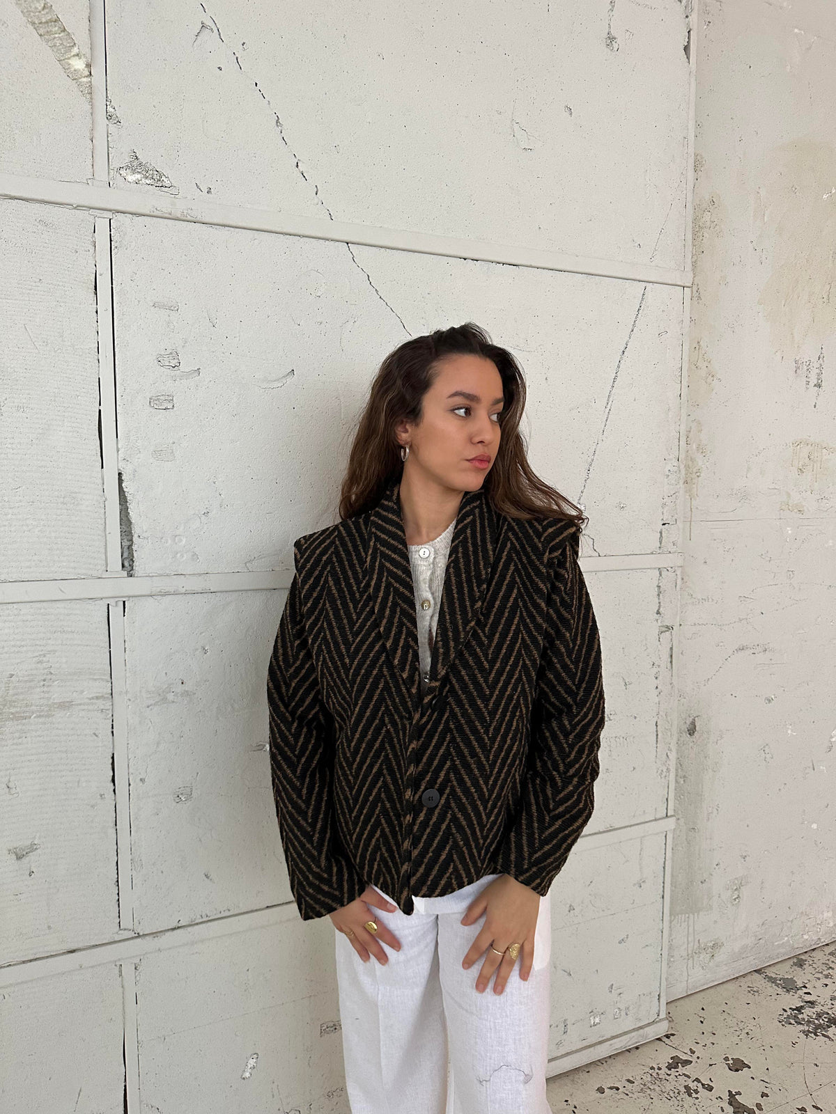 Astoria Blazer Ceket - Siyah-Bej