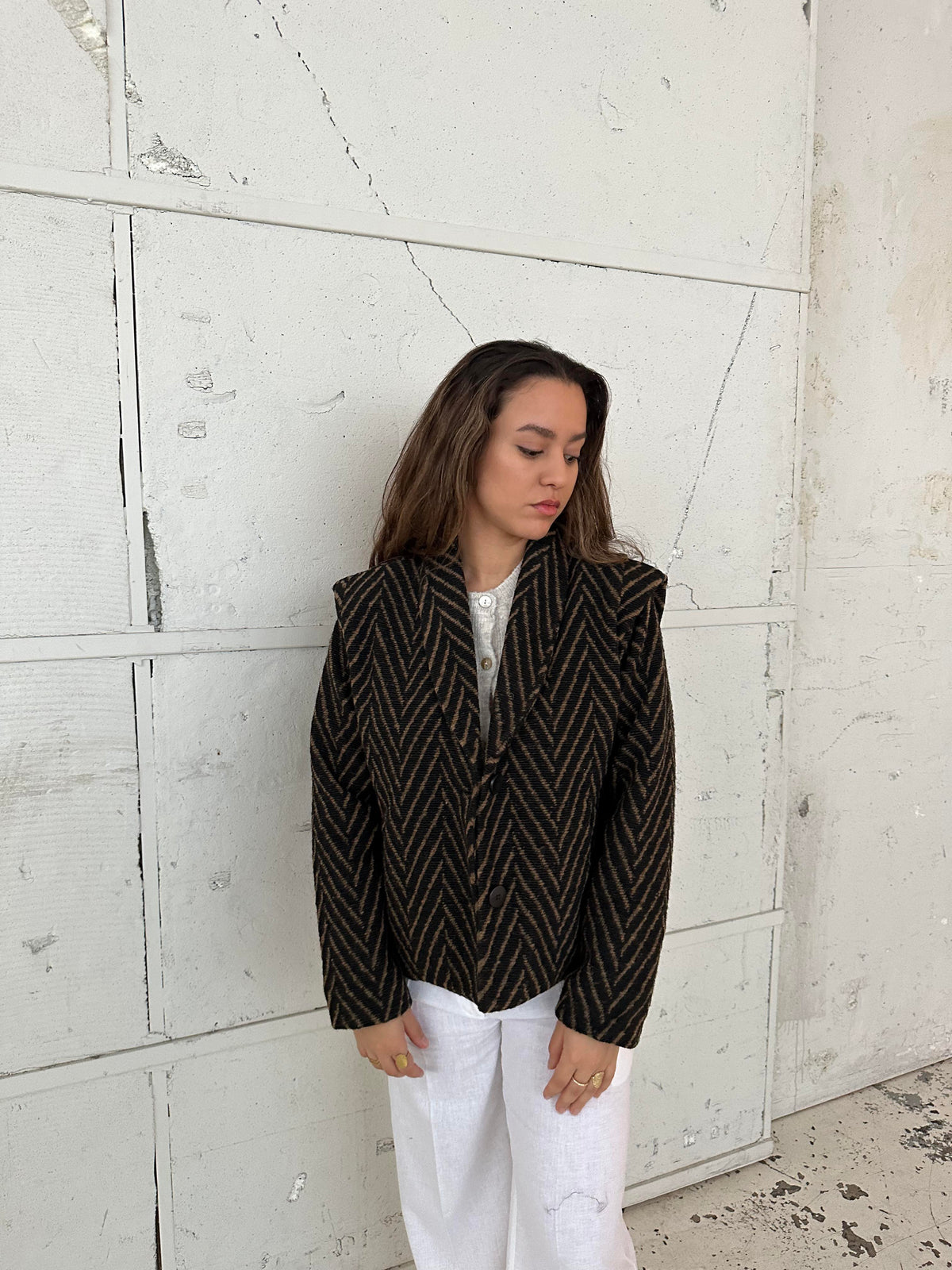 Astoria Blazer Ceket - Siyah-Bej