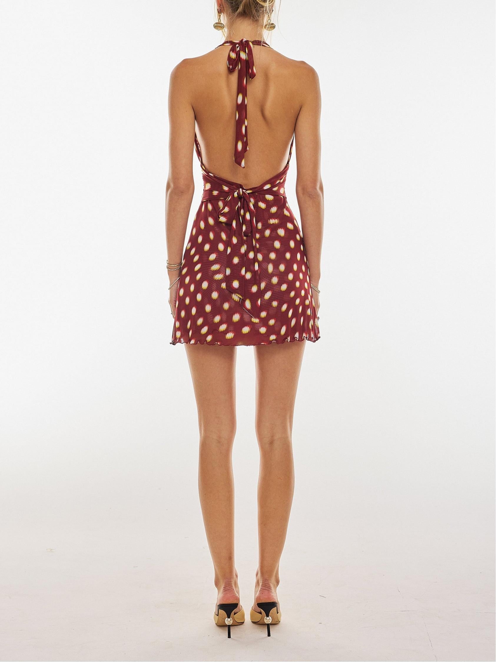 Bordo Vintage Mini Elbise
