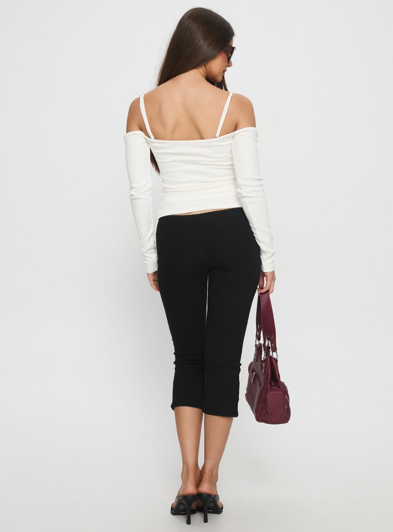 Baseline Siyah Fitilli Capri Pantolon