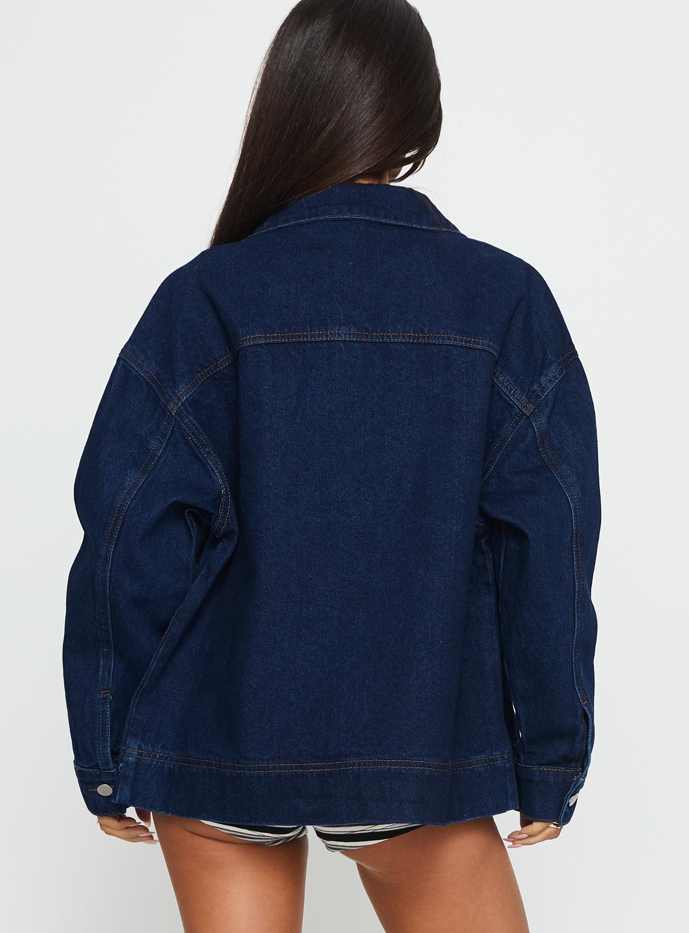 Koyu Yıkama Denim Bomber Ceket - Altıncı