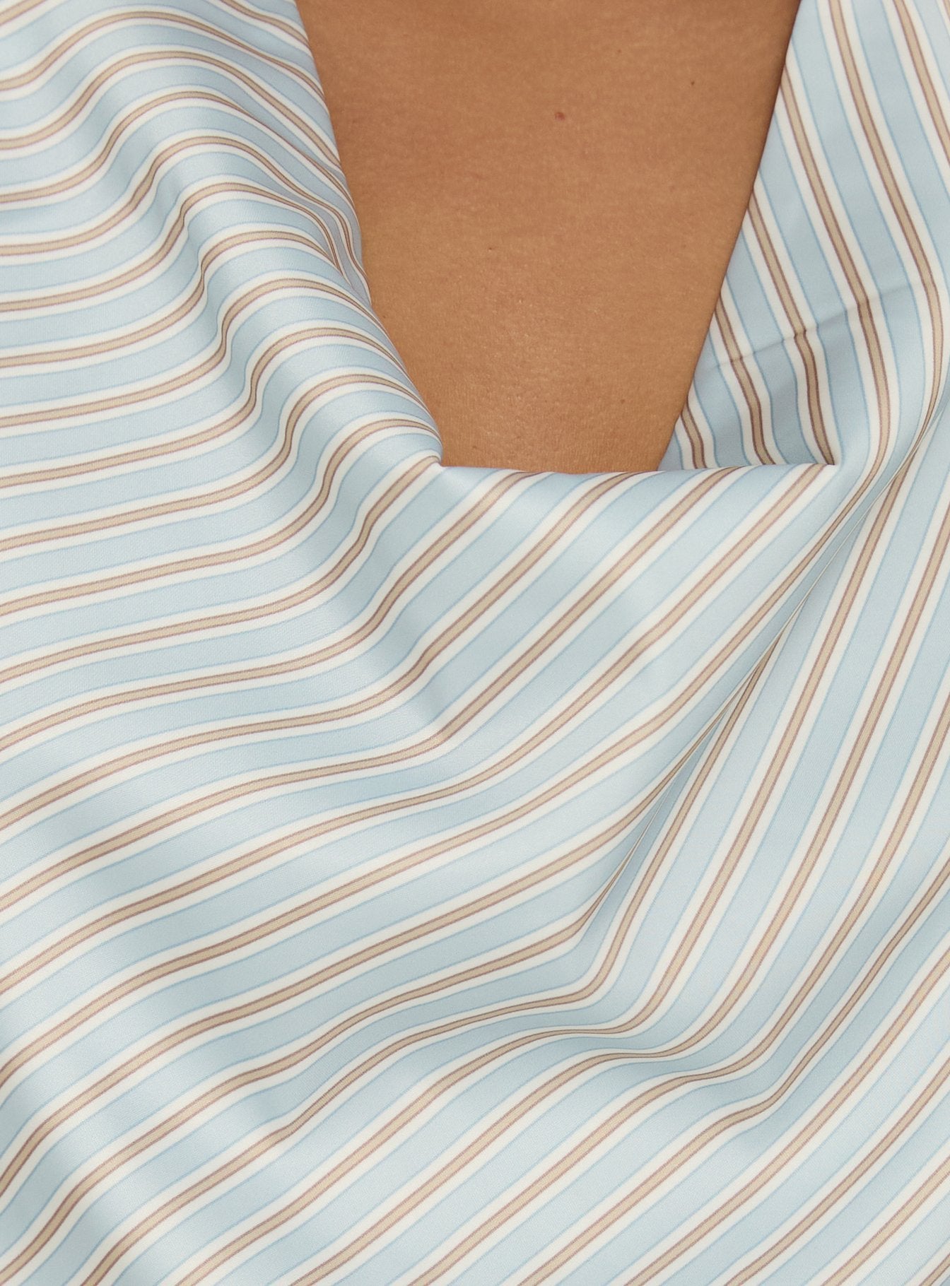 Çizgili Mavi Halter Yaka Mini Elbise