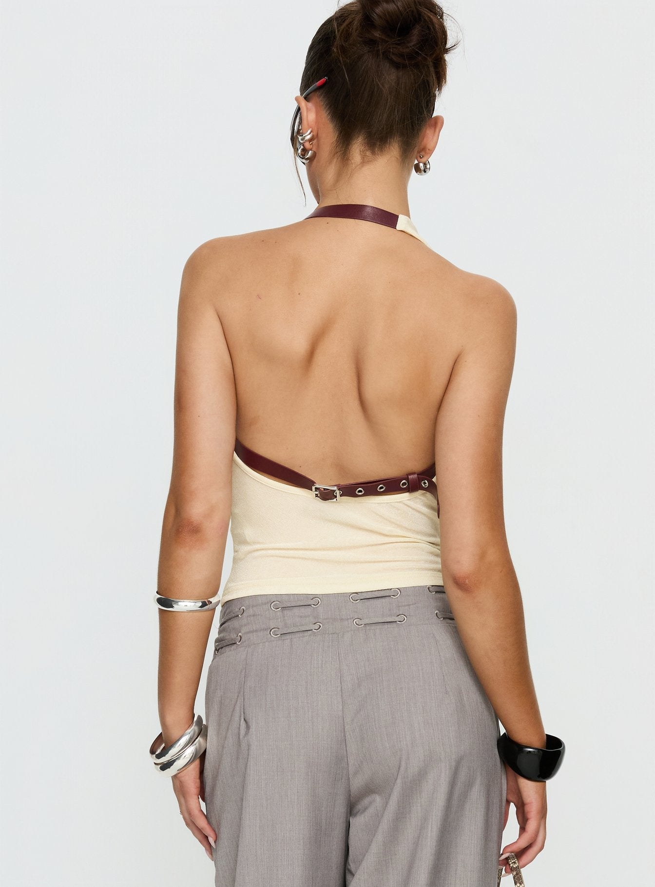 Syrenah Krem Halter Yaka Bluz