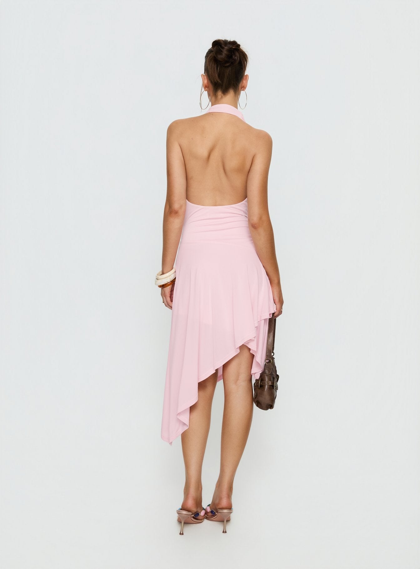 Yesina Pembe Midi Elbise