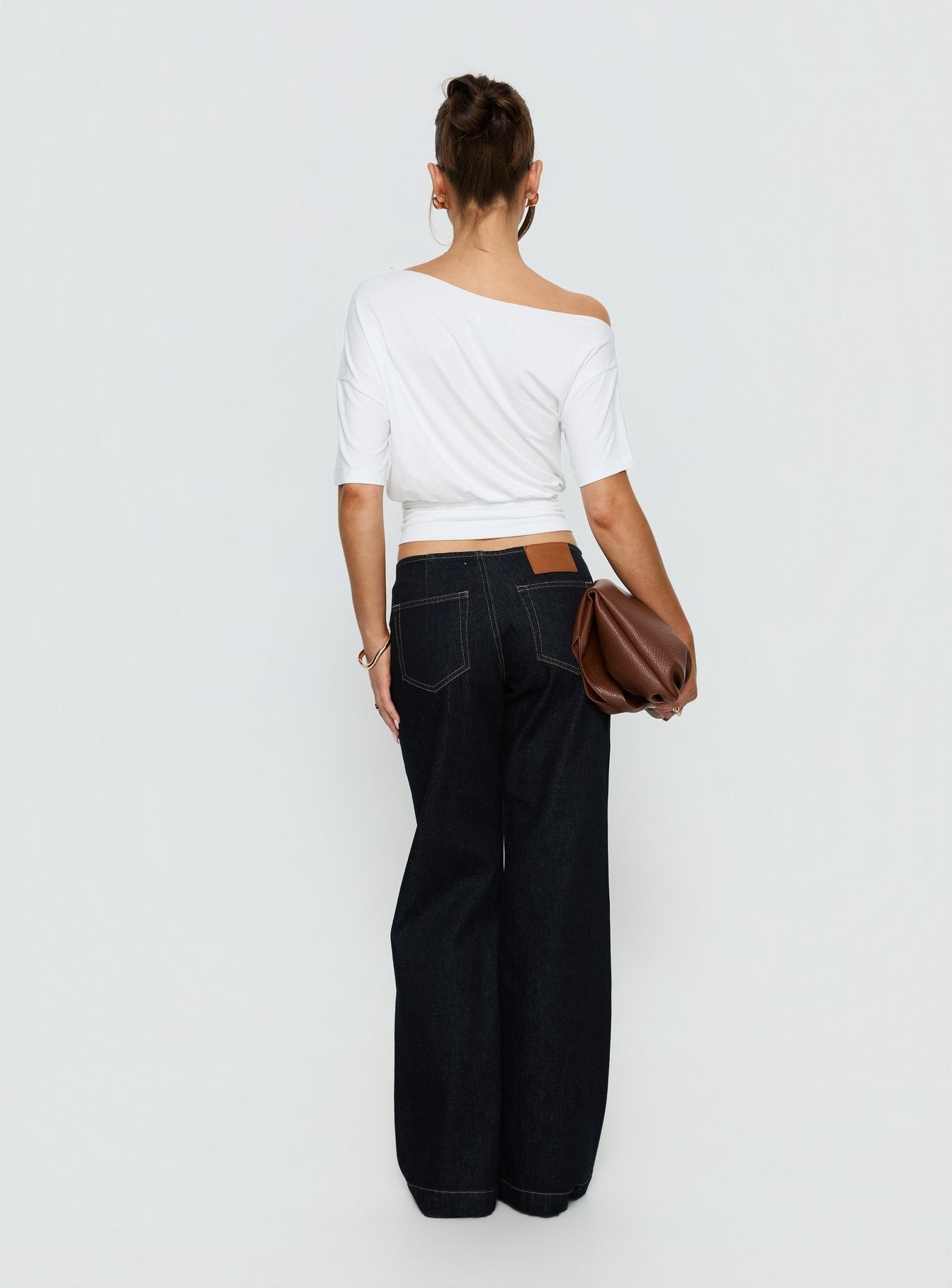 Buenos No Waist Düşük Bel Ham Denim Düz Paça Kot Pantolon