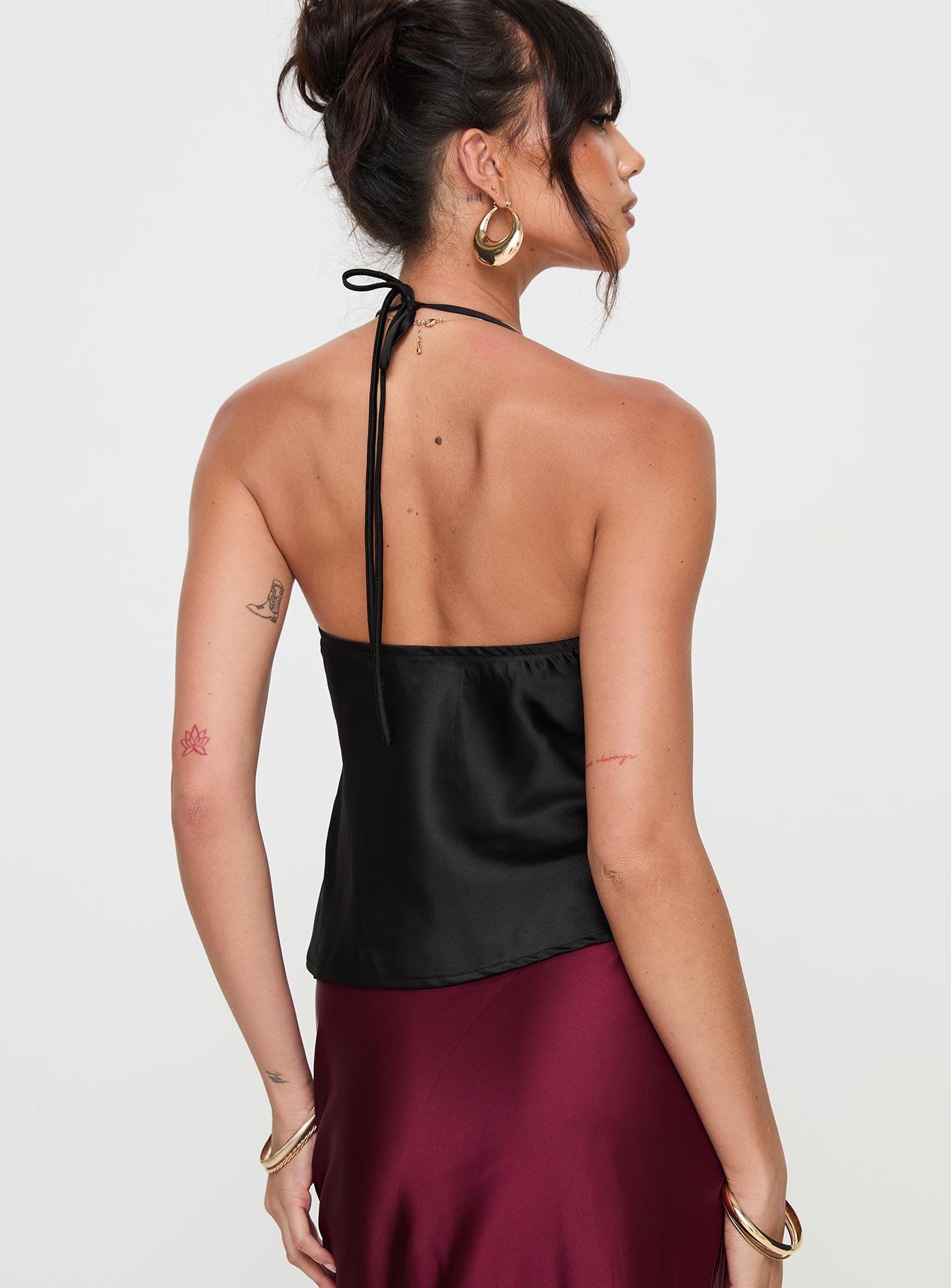 Siyah Saten Halter Üst