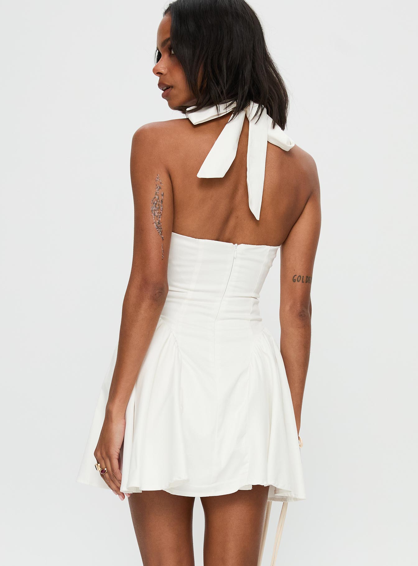Karisse Beyaz Halter Mini Elbise