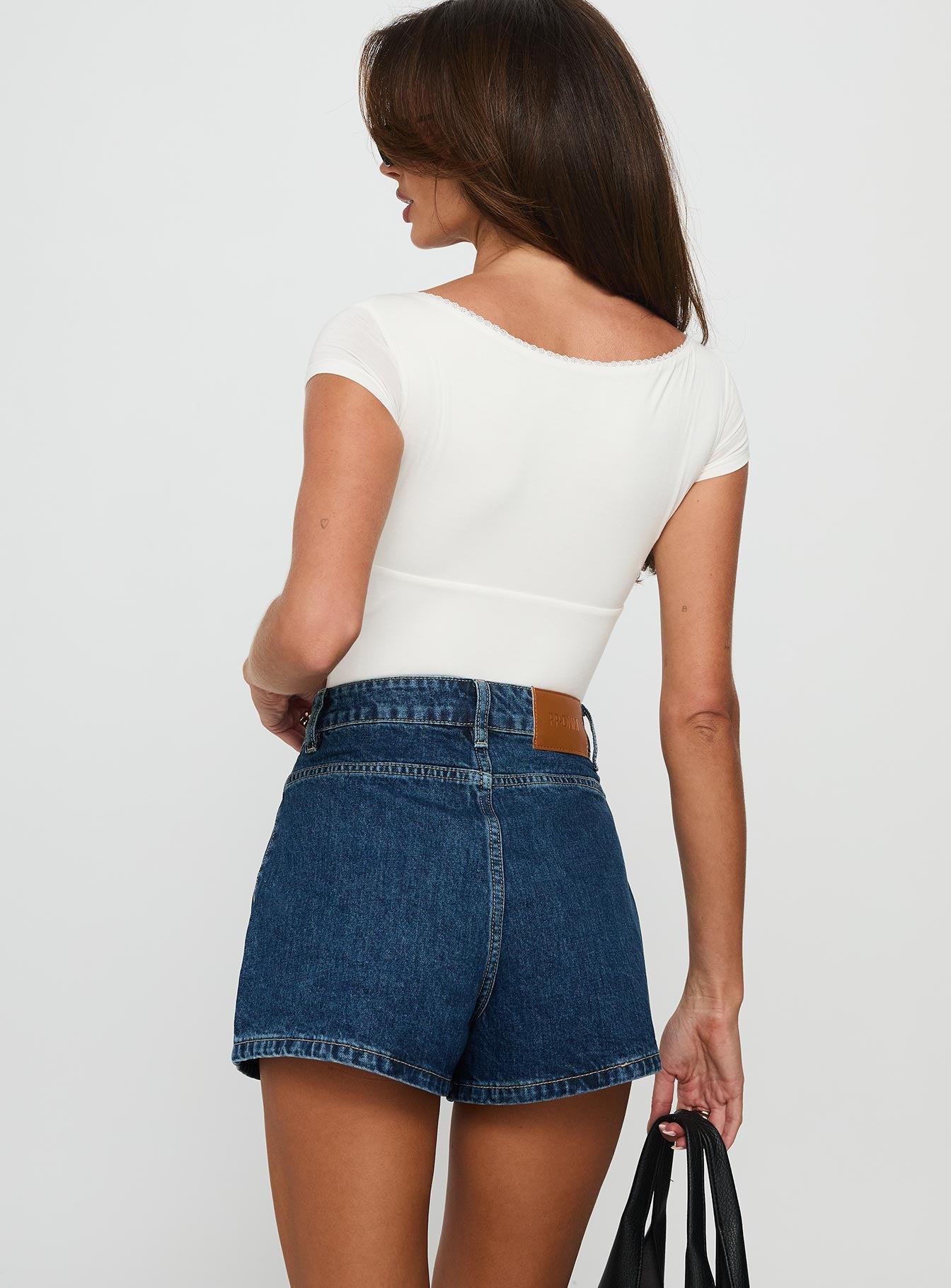 Yüksek Bel Mavi Denim Şort
