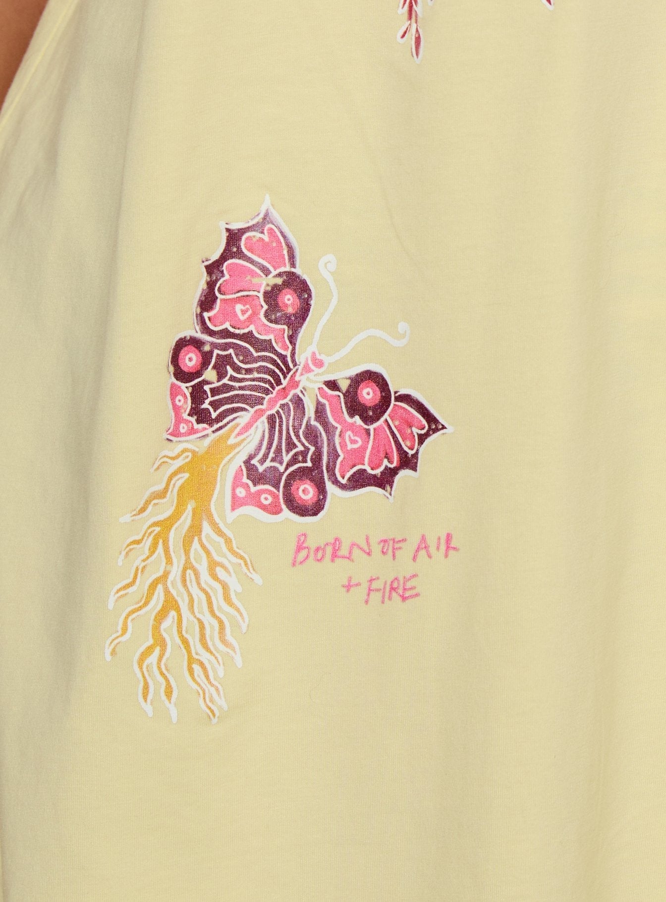 Yırtık Işık Oversize Grafik Tişört - Sarı/Pembe