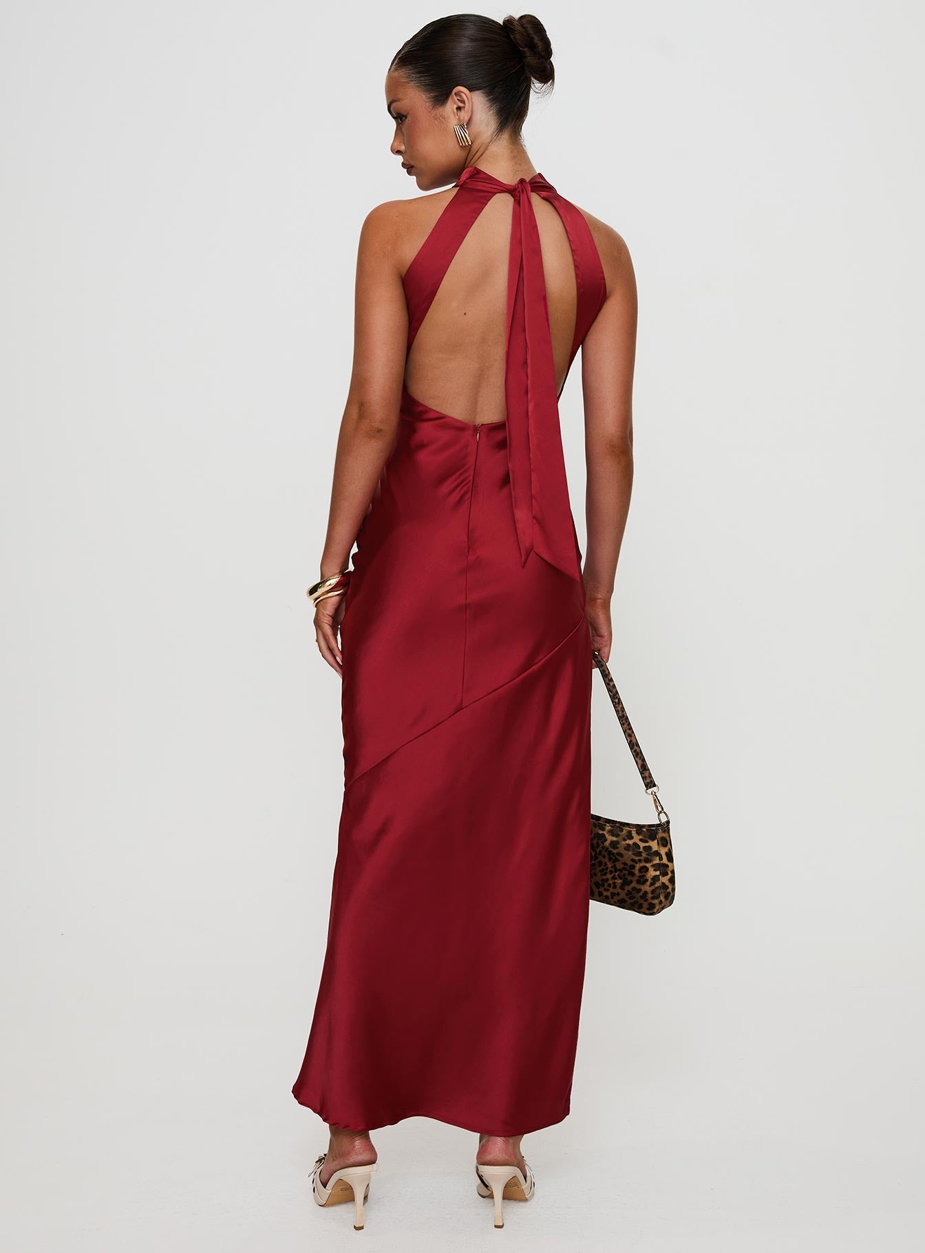Bordo Mordecai Halter Maxi Elbise