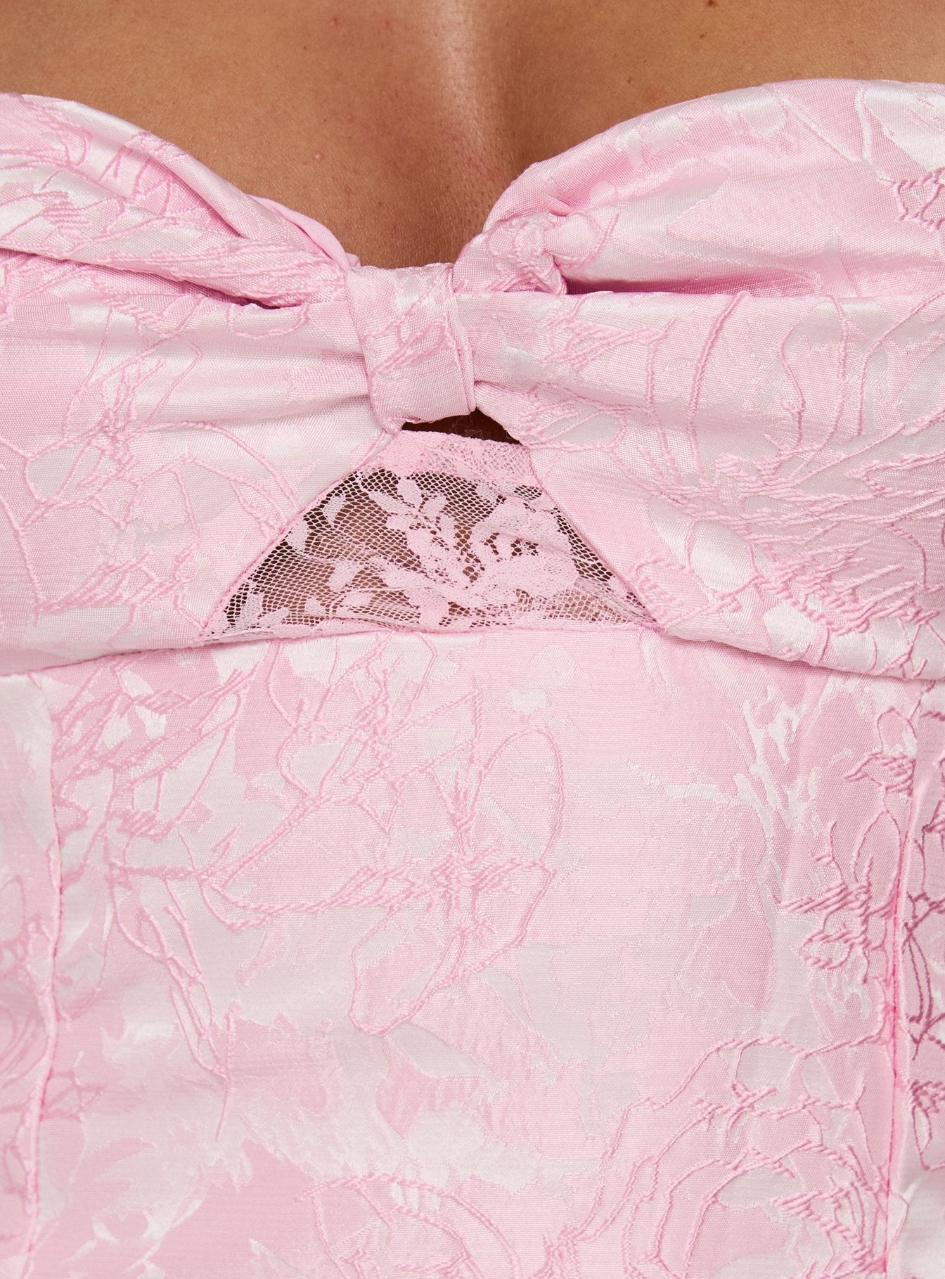 Aubriana Pembe Jakarlı Straplez Mini Elbise