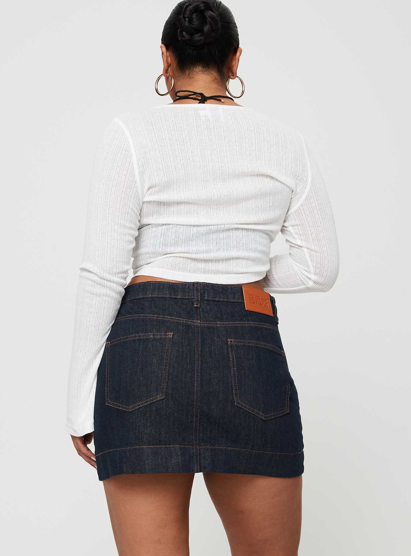 Hughes Koyu Yıkama Denim Mini Etek