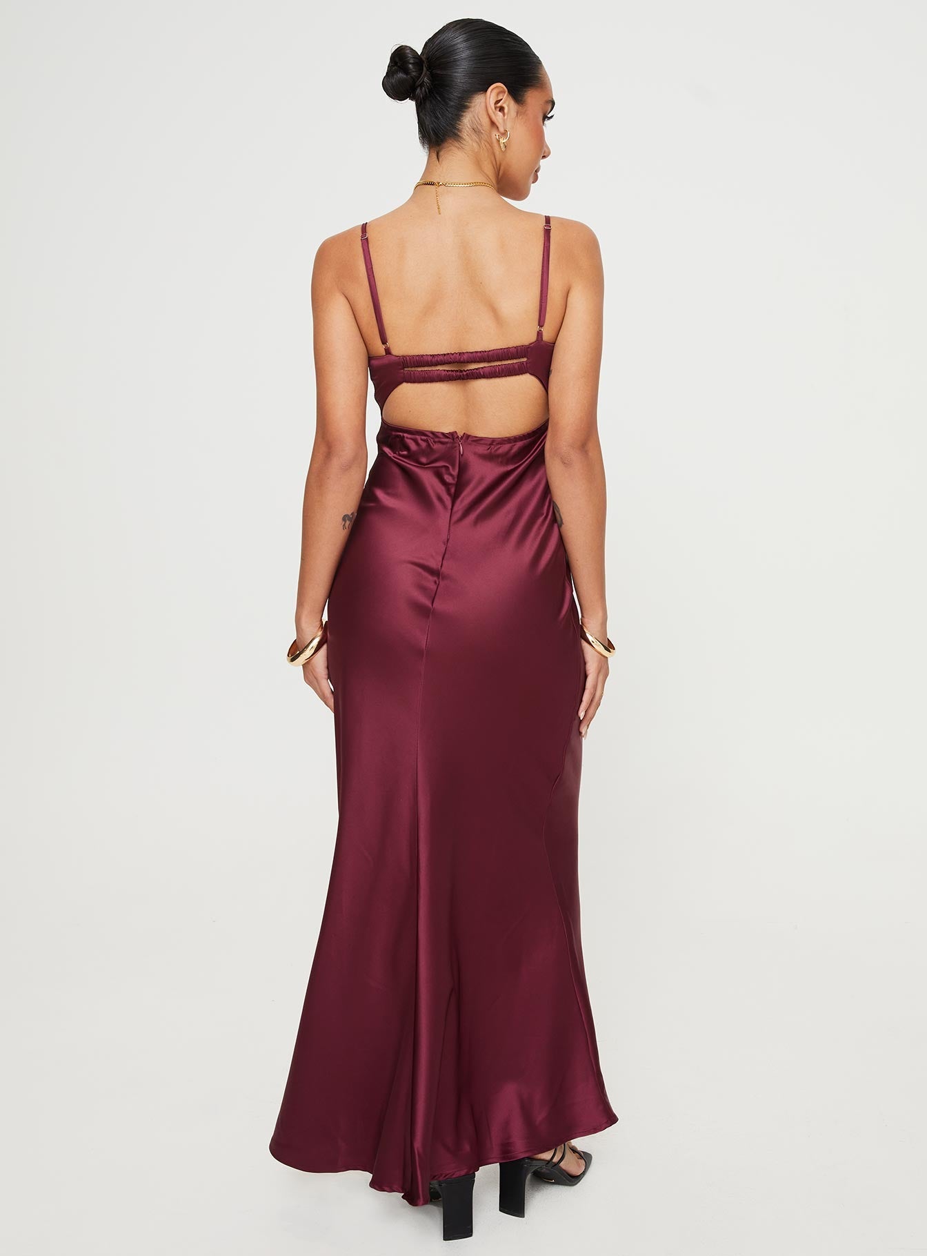Bordo Fadyen Maxi Elbise