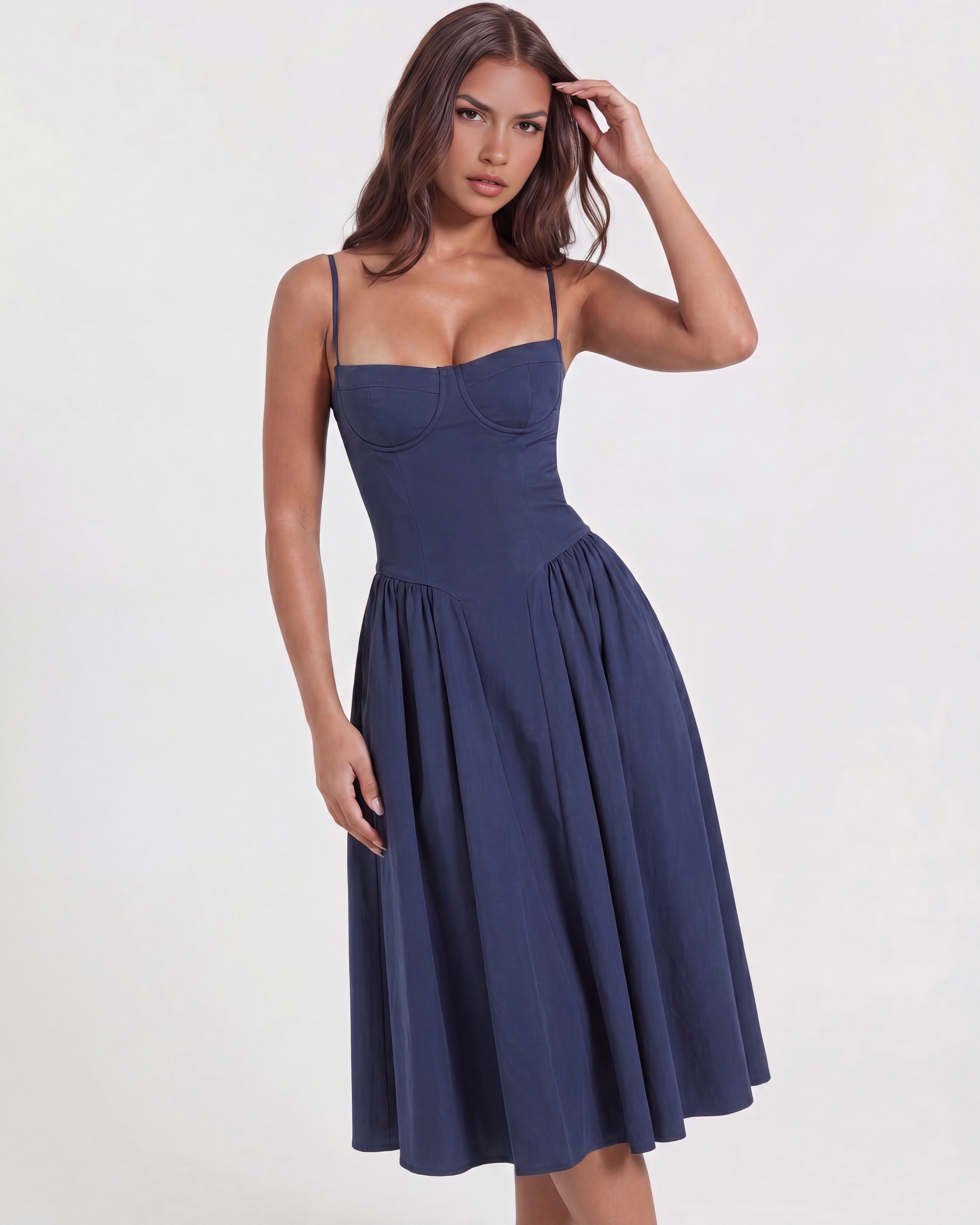 Francesca Lacivert Midi Elbise