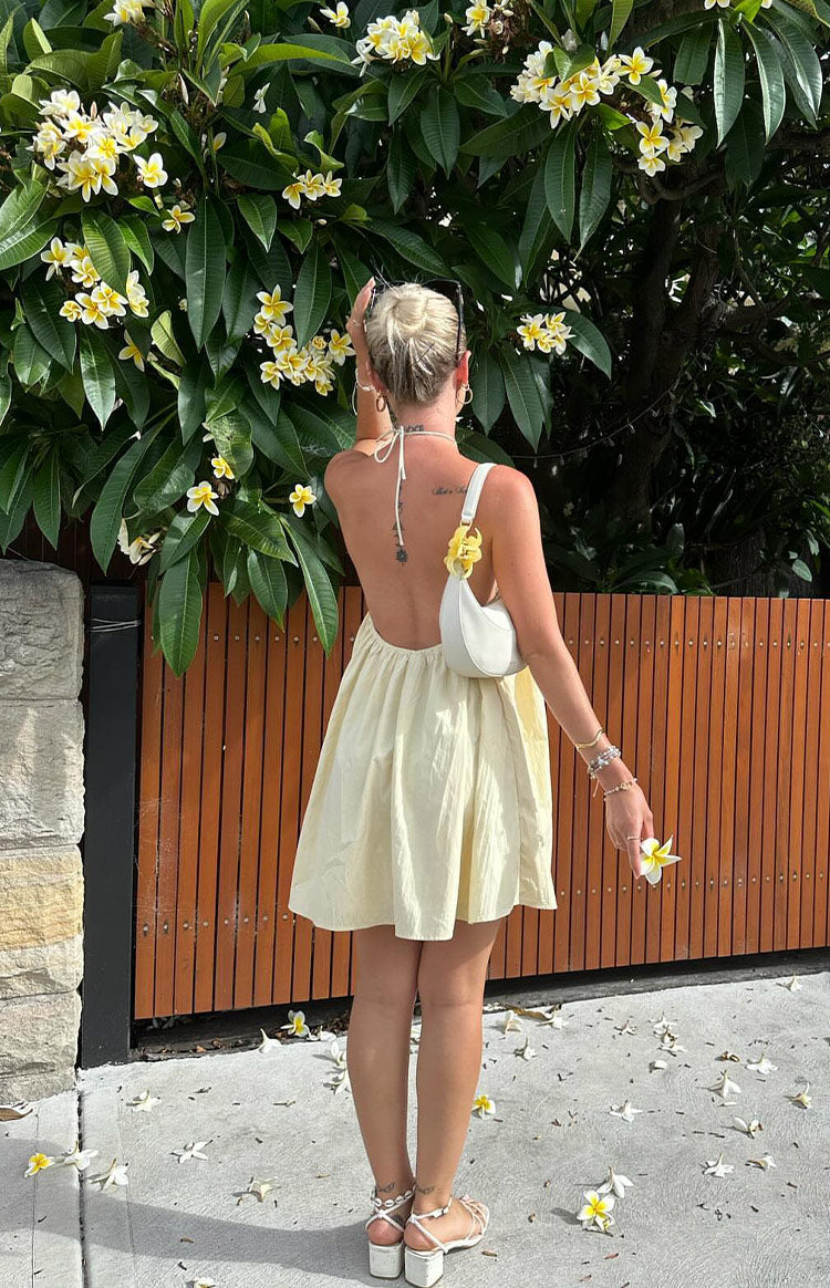 Talei Sarı Halter Yaka Mini Elbise
