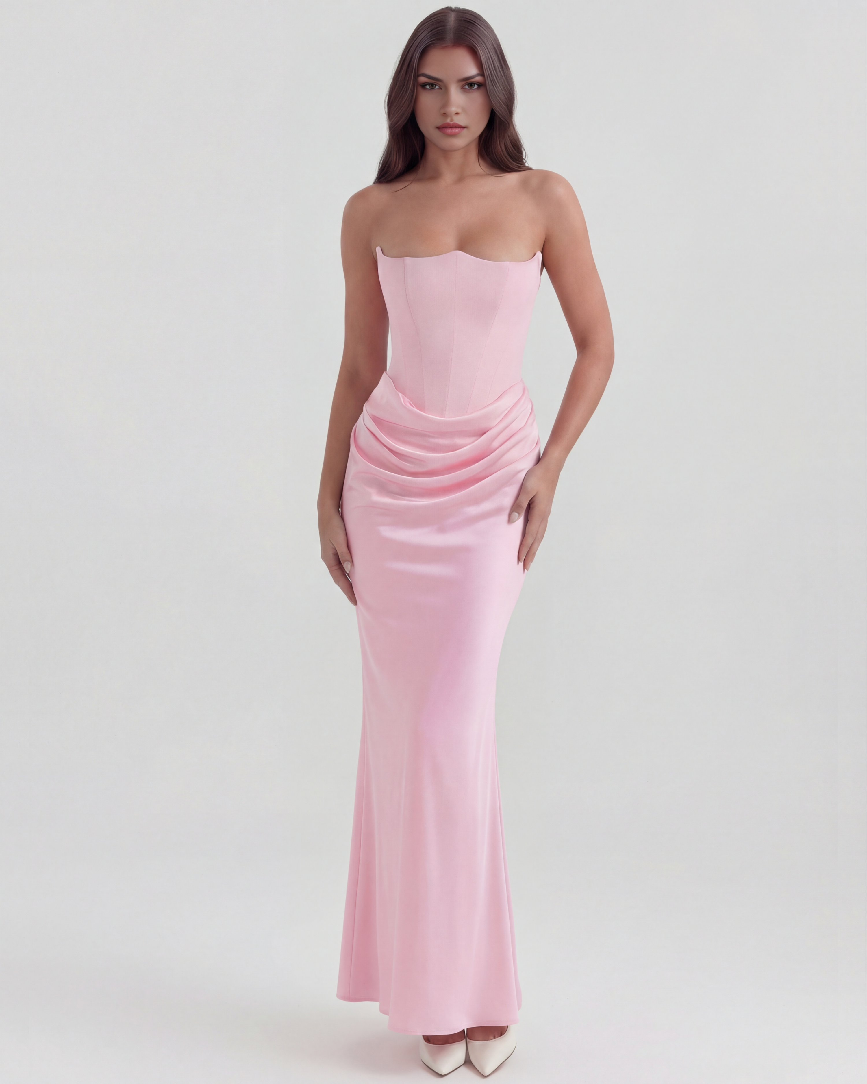 Rosalind Pembe Maxi Elbise