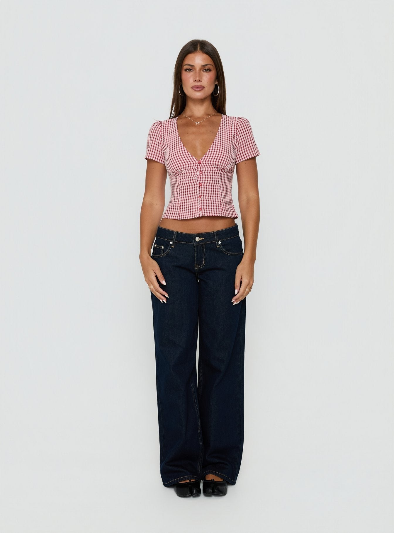 Isolda Kırmızı Gingham Bluz