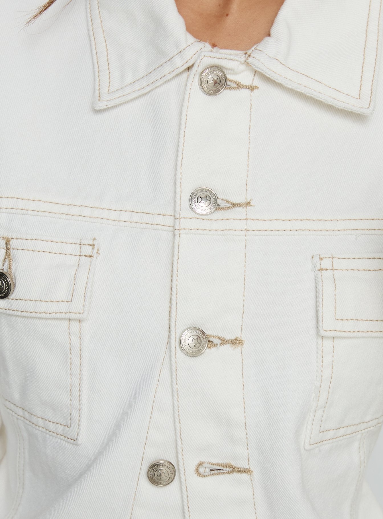 Caresse Beyaz Kemerli Denim Ceket