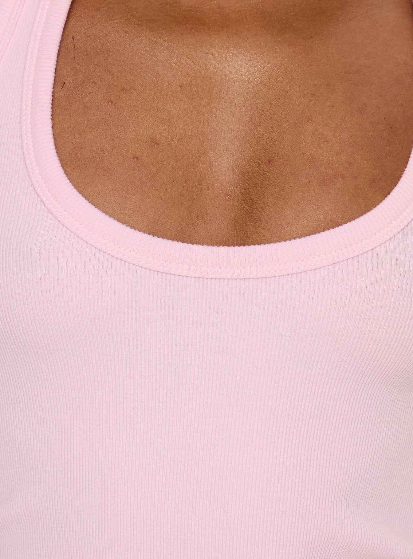 Ribbed Halter Tank Top - Pembe