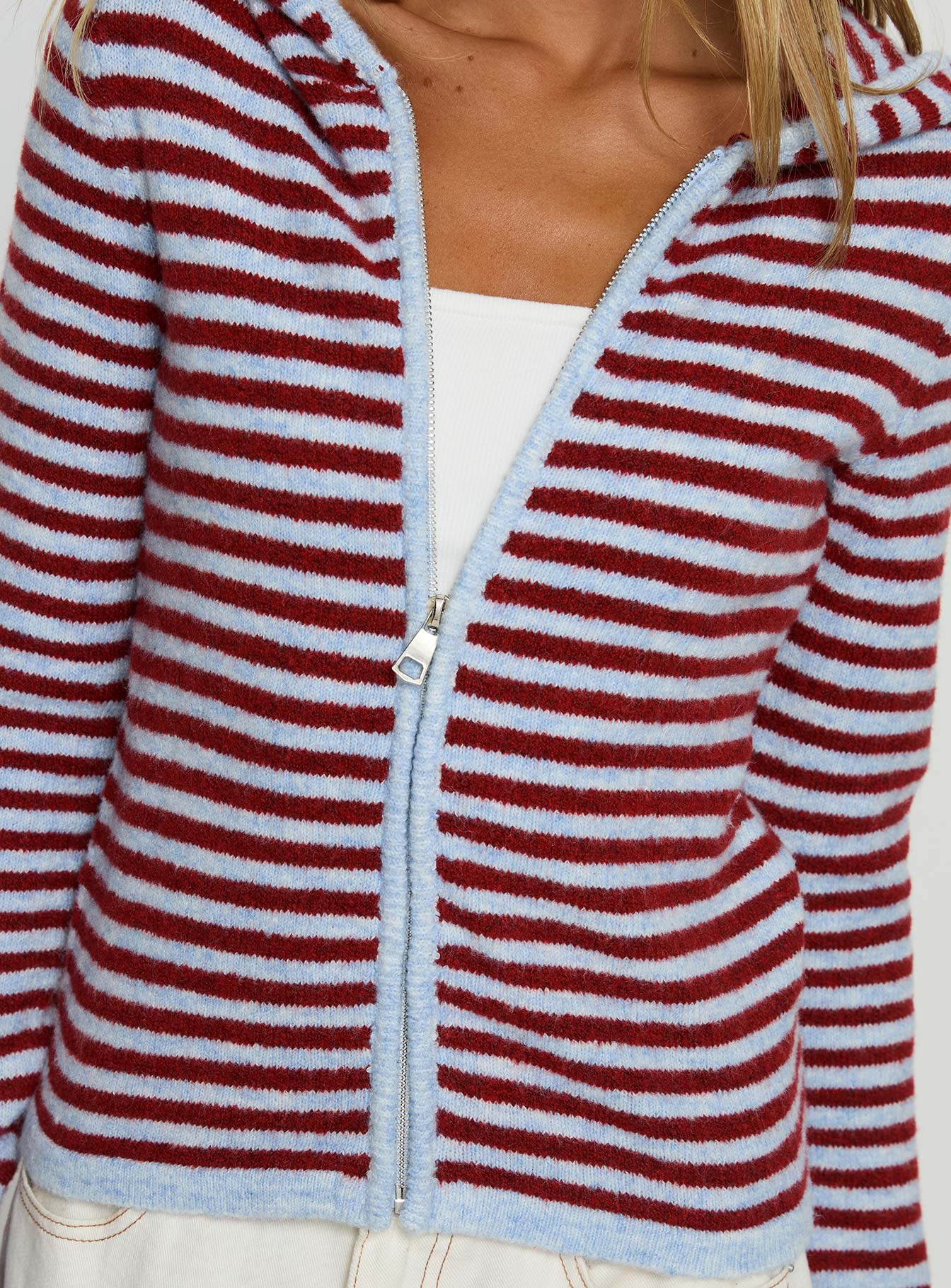 Yıldız Desenli Kapüşonlu Sweatshirt - Mavi/Kırmızı