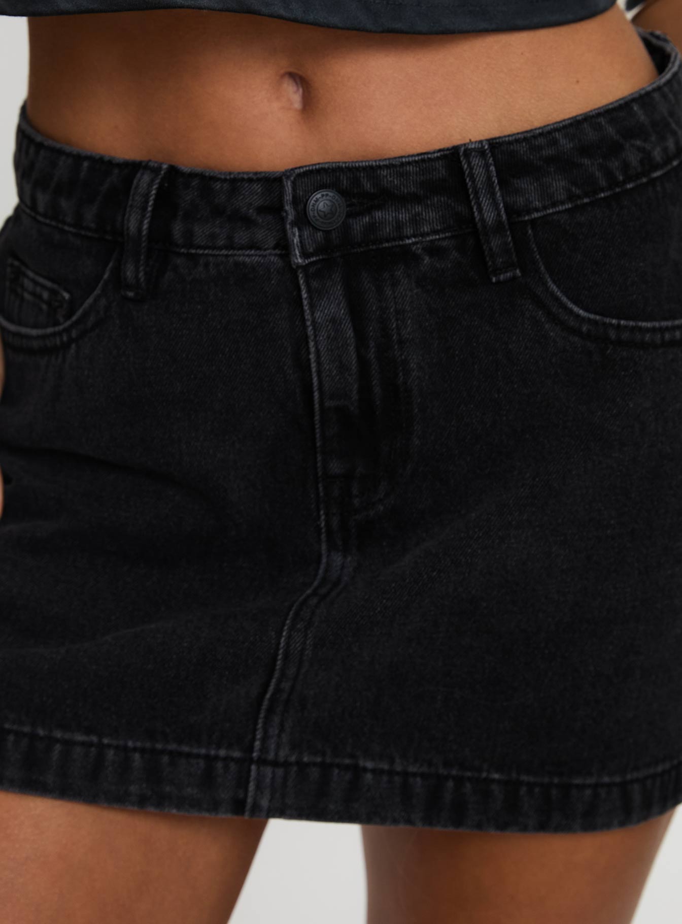 Nickei Siyah Denim Mini Etek