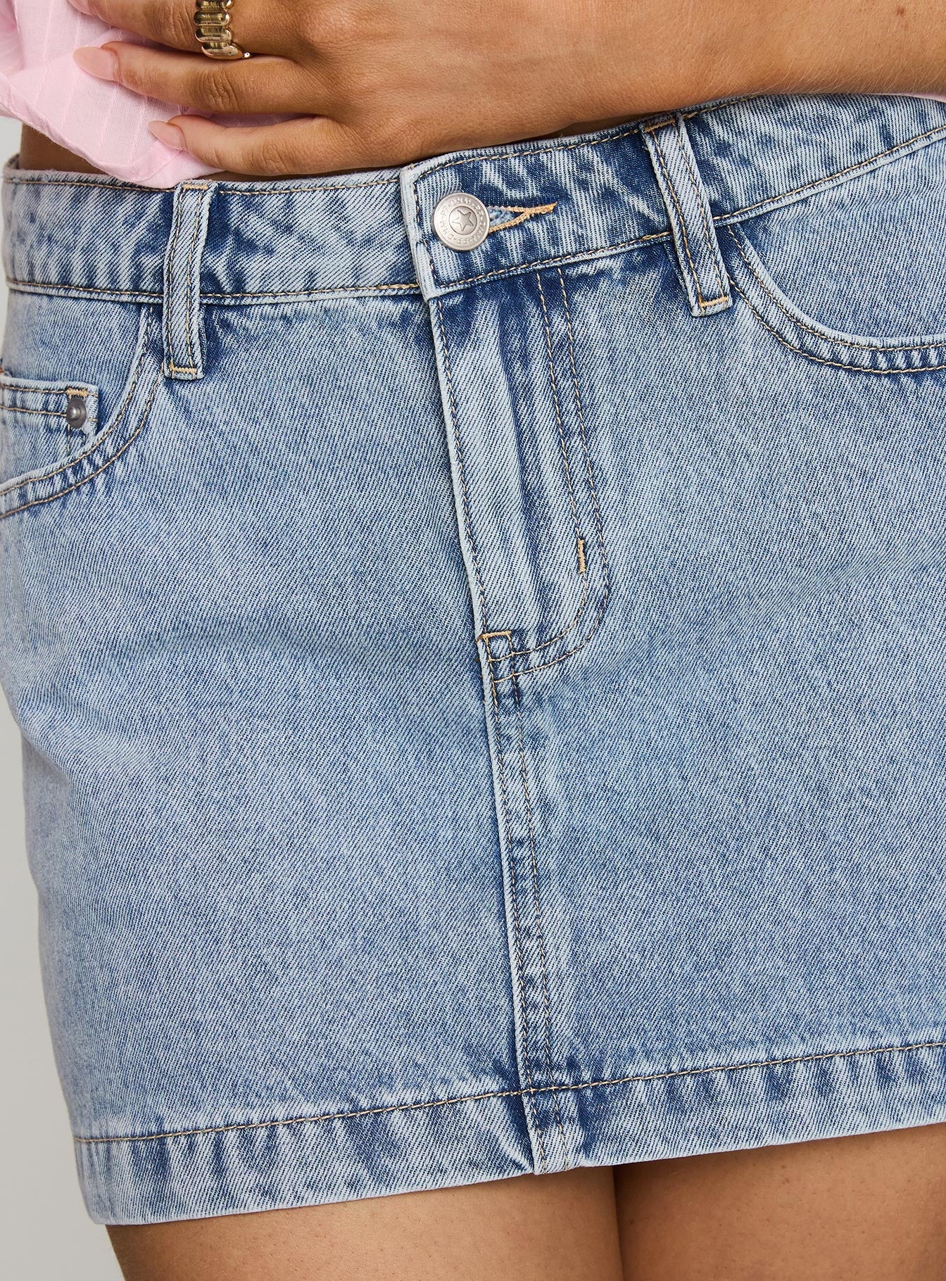 Nickei Açık Yıkama Denim Mini Etek
