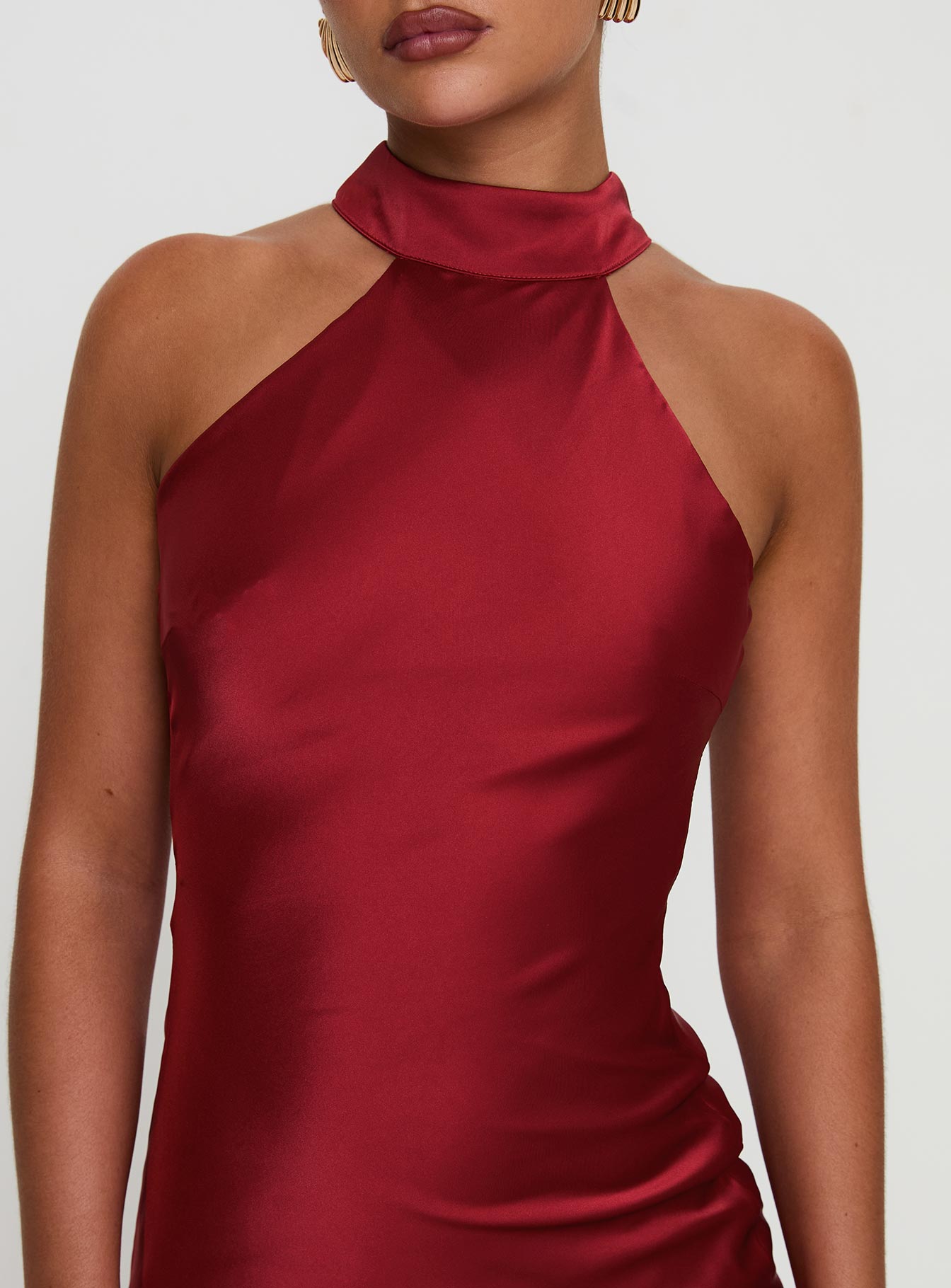 Bordo Mordecai Halter Maxi Elbise