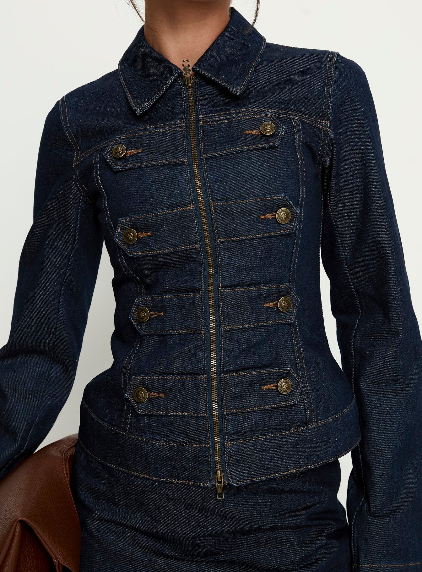Cristen Cadet İndigo Tokalı Denim Ceket