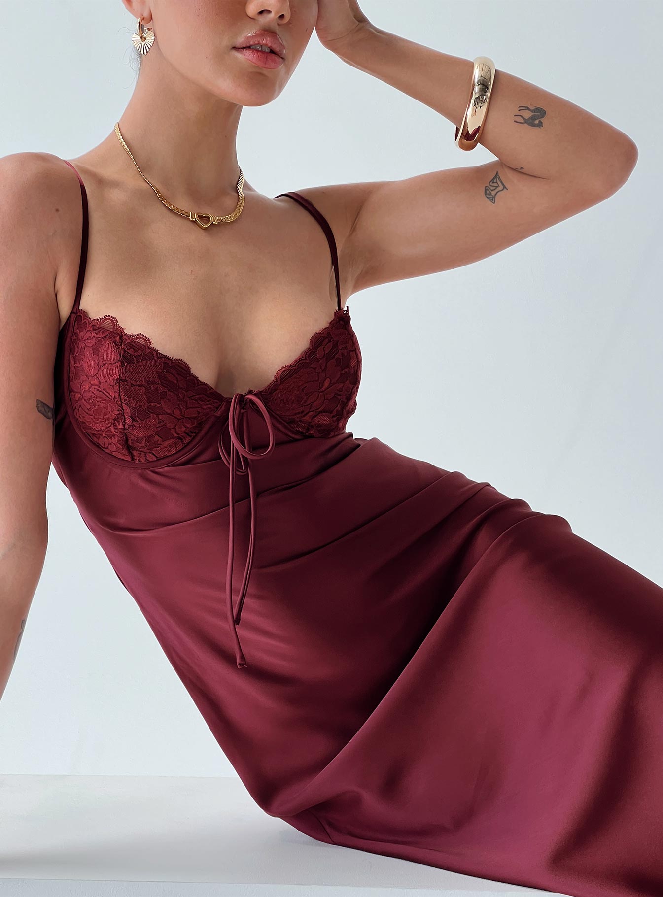 Bordo Fadyen Maxi Elbise