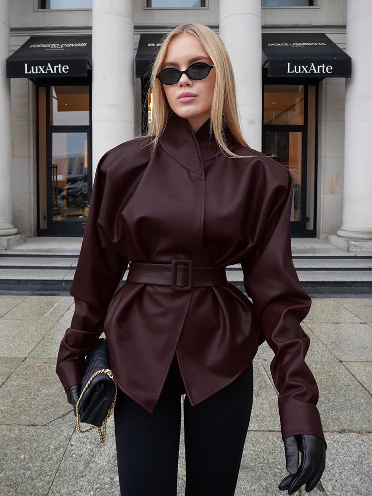 Sienna Belted Leather Jacket