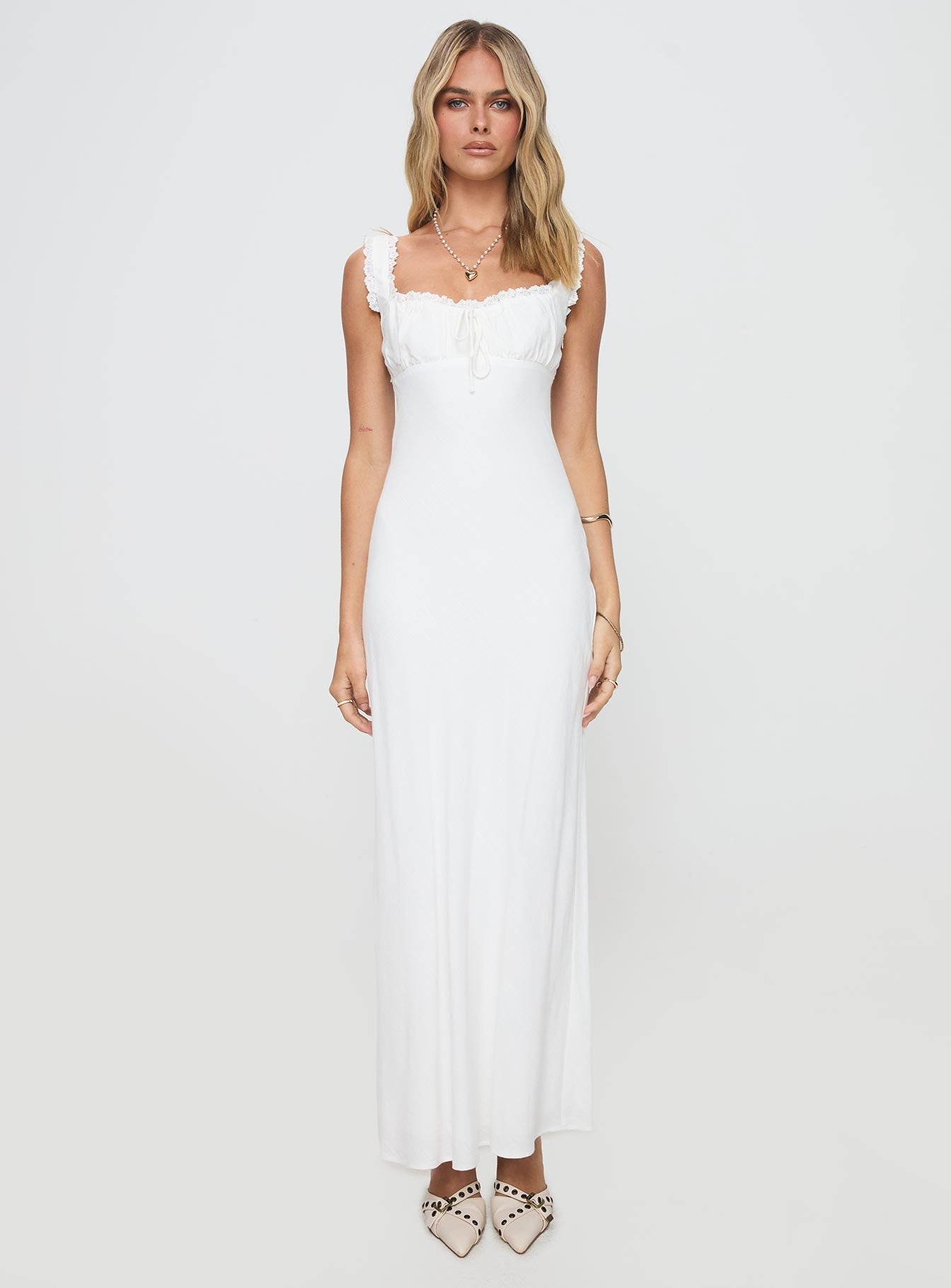 Beyaz Lillette Maxi Elbise