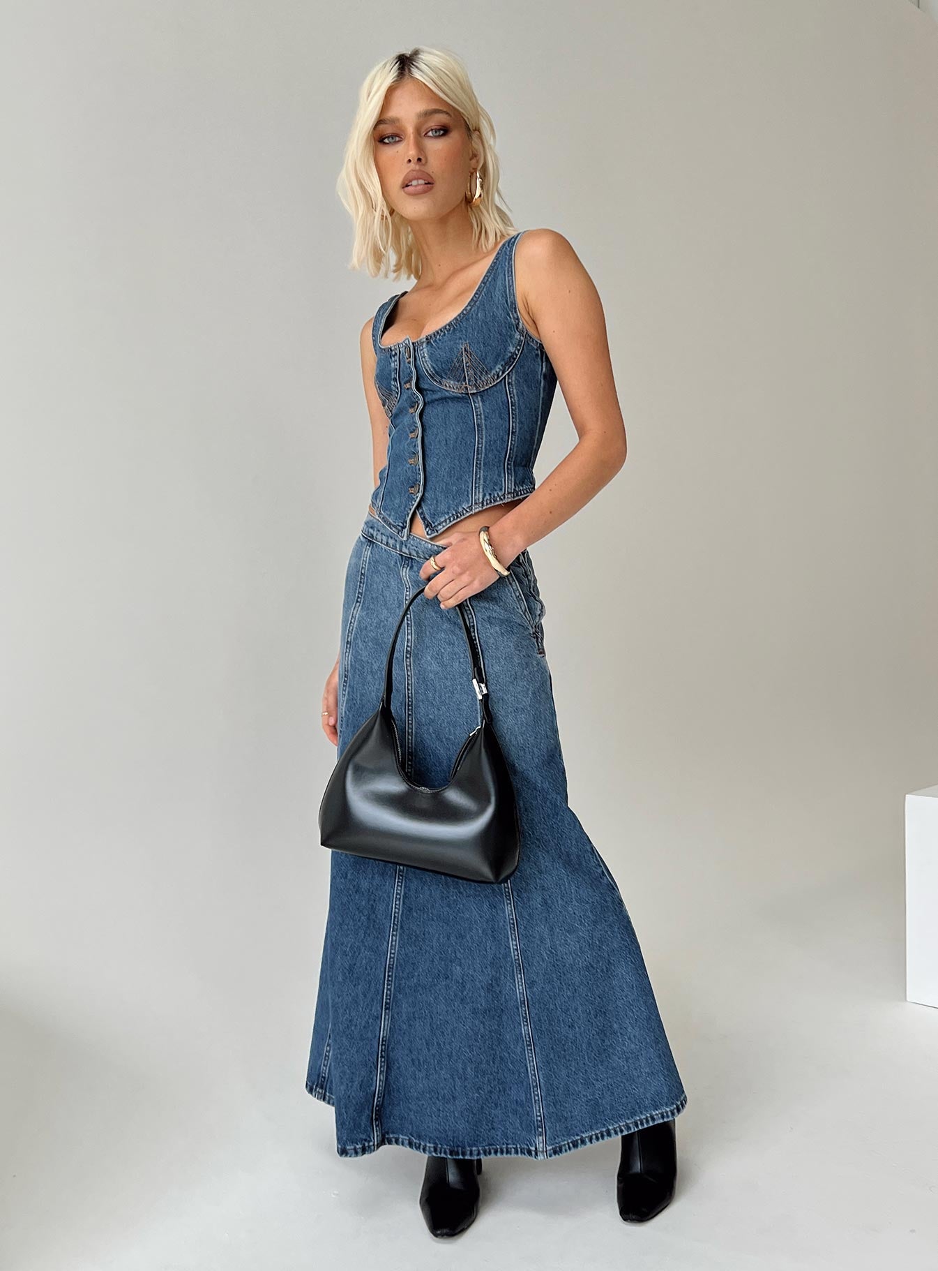 Gece Sonrası Denim Korse Üst