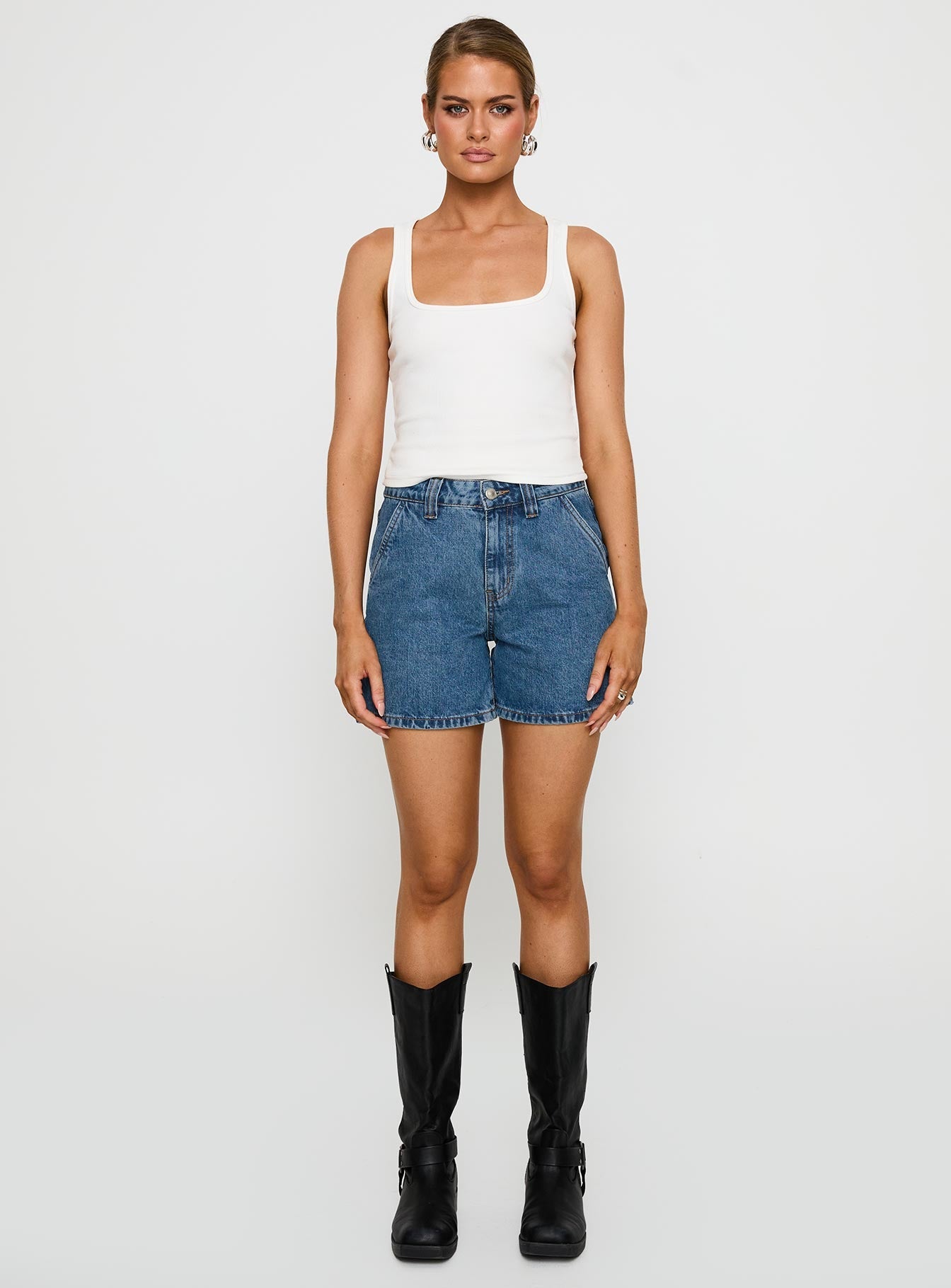 Lou Carpenter Orta Yıkama Denim Şort