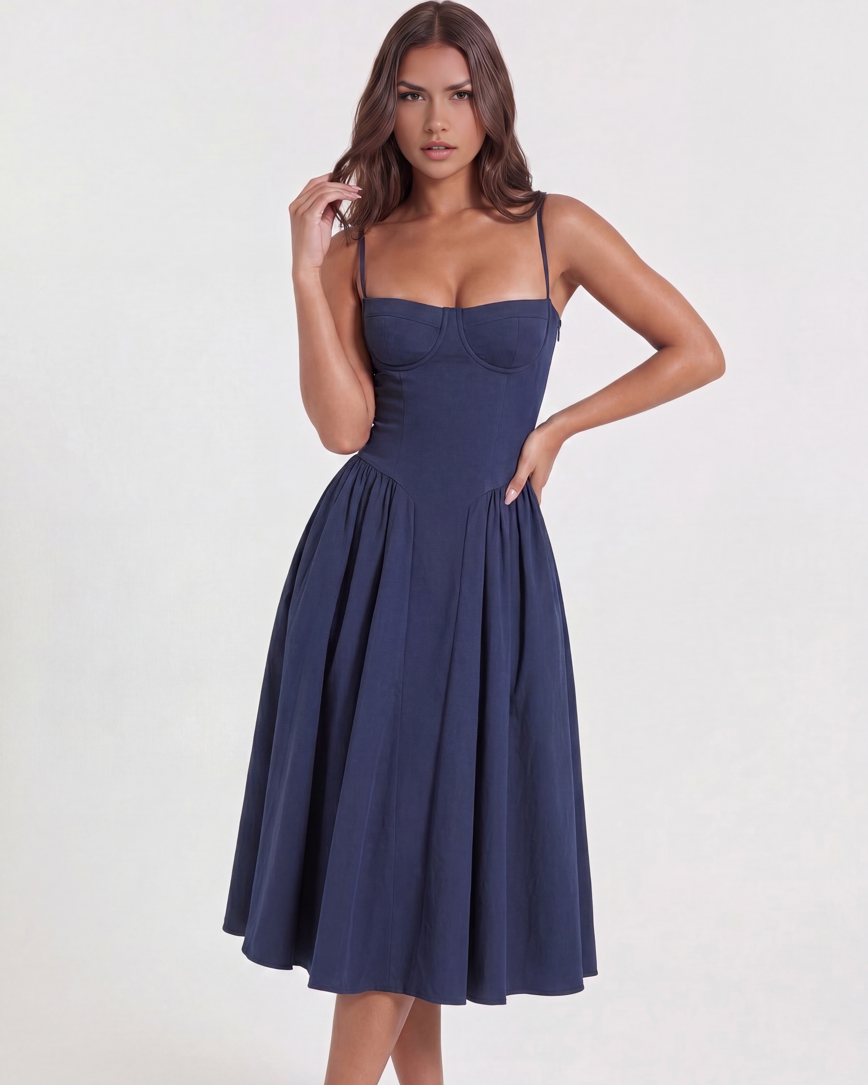 Francesca Lacivert Midi Elbise