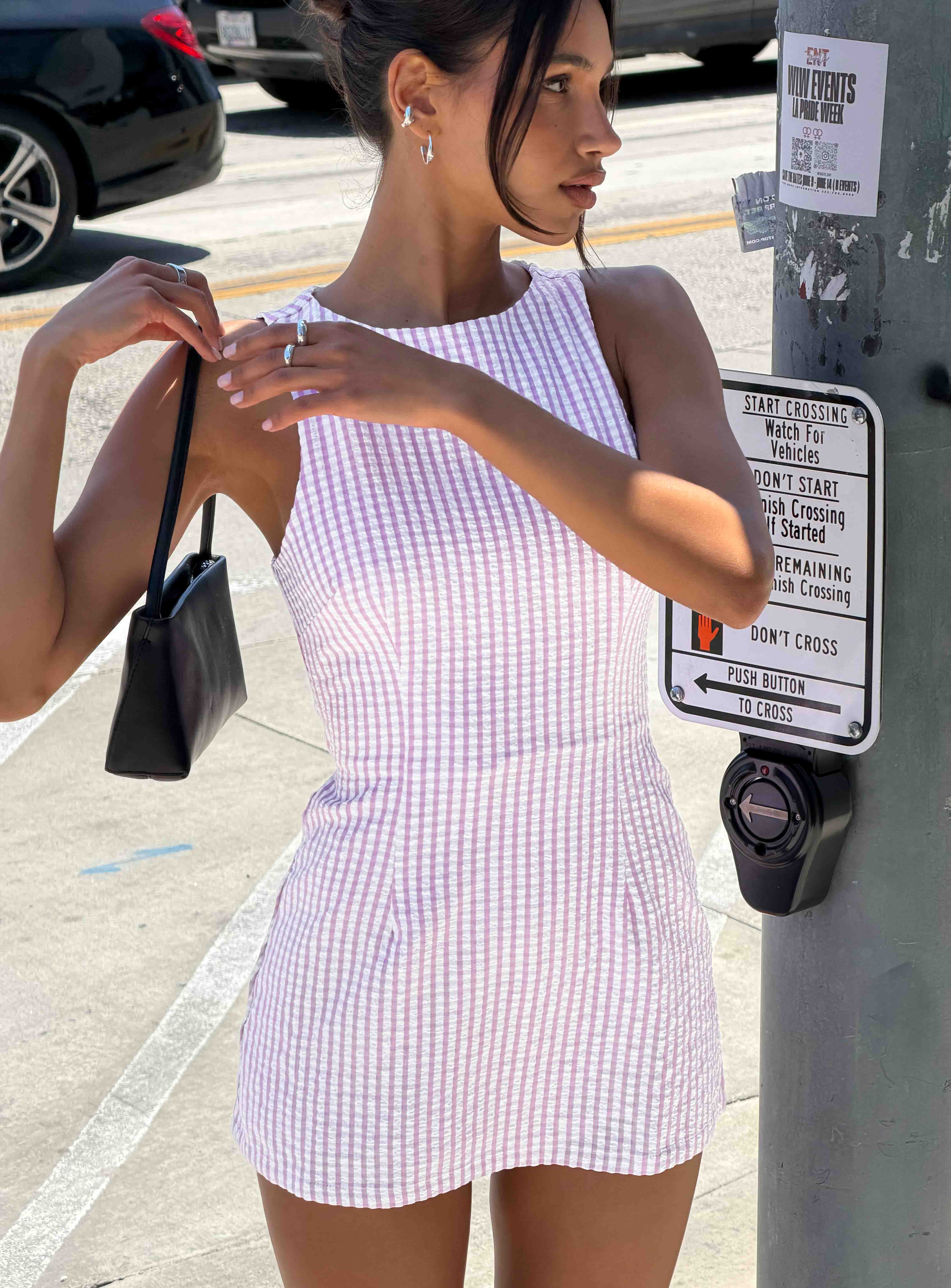 Yumiko Pembe Kareli Romper