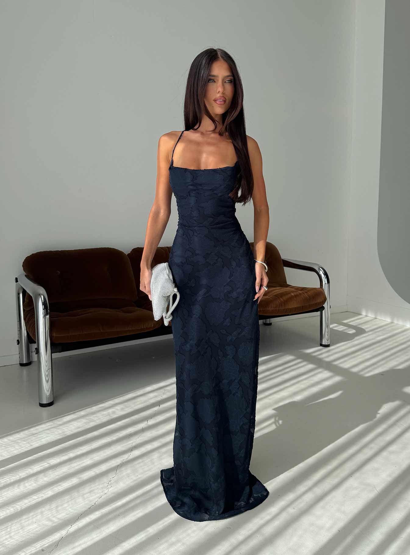 Celena Lacivert Maxi Elbise