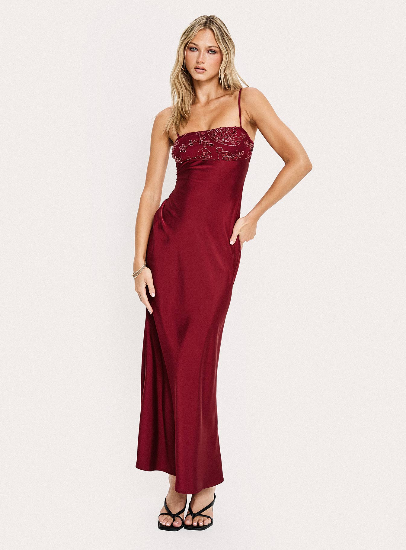 Engracia Bordo Pullu Maxi Elbise