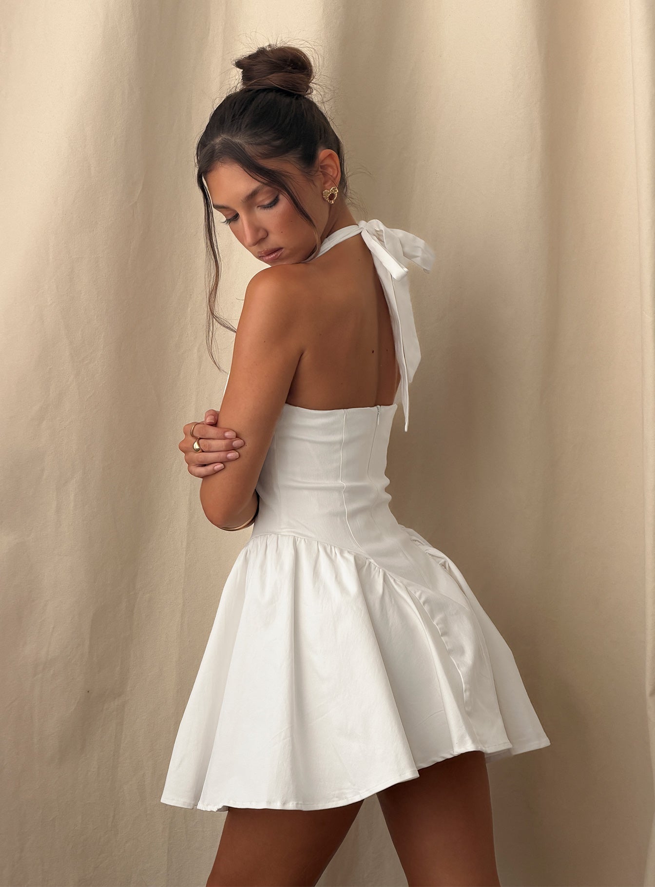 Karisse Beyaz Halter Mini Elbise