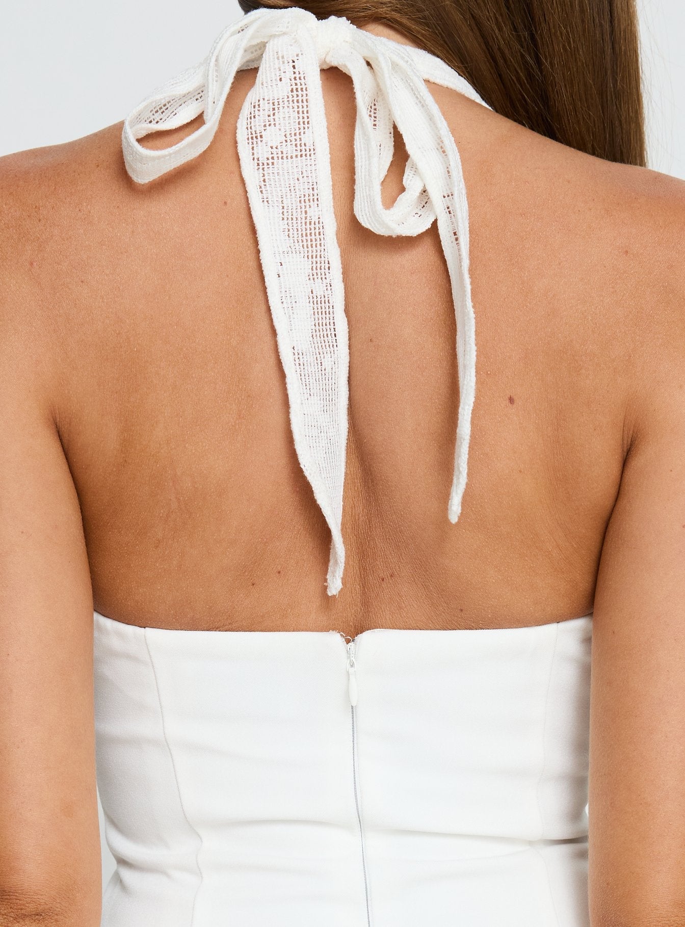 Josanna Beyaz Dantel Halter Mini Elbise