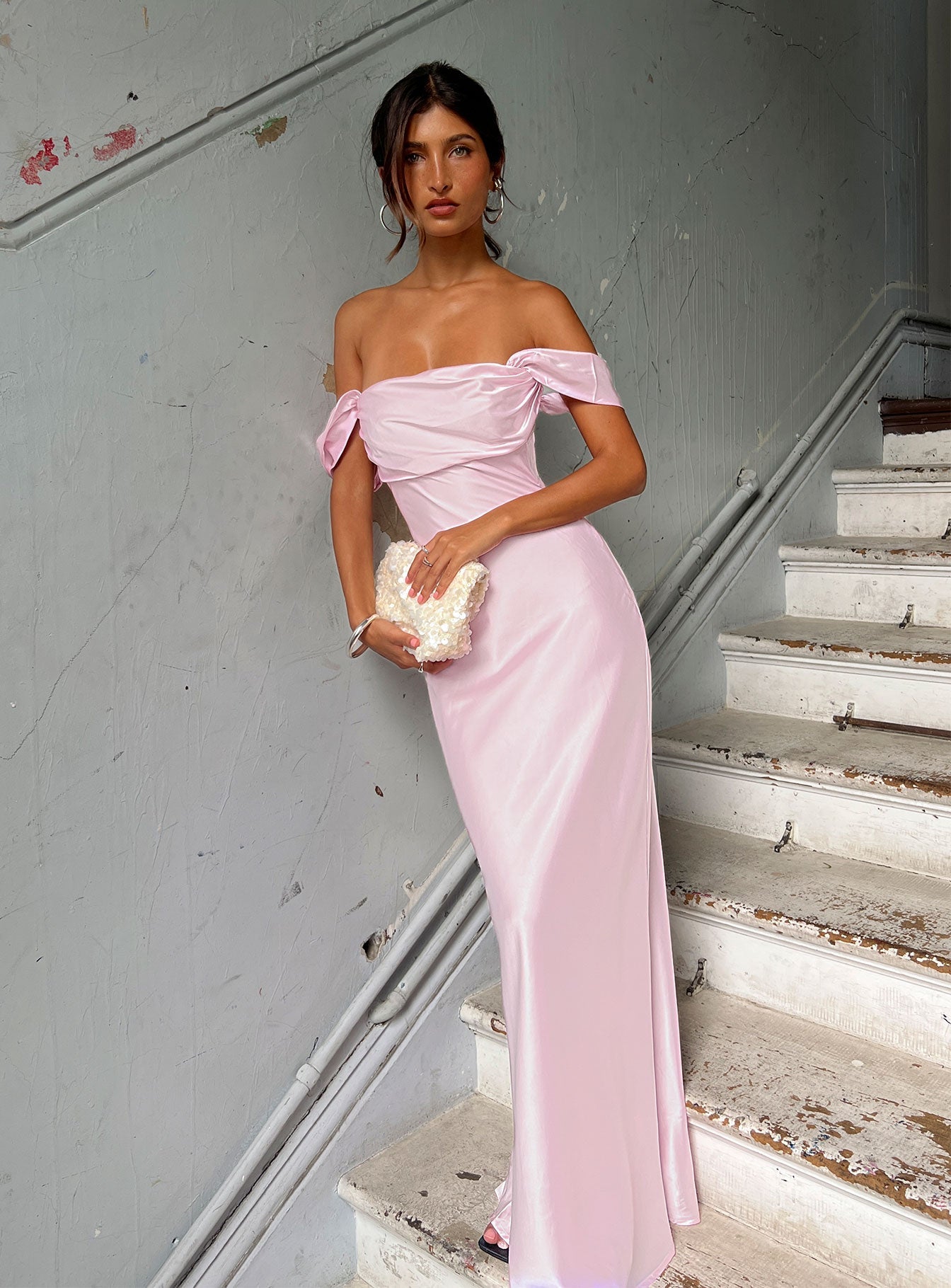 Azura Pembe Askısız Maxi Elbise