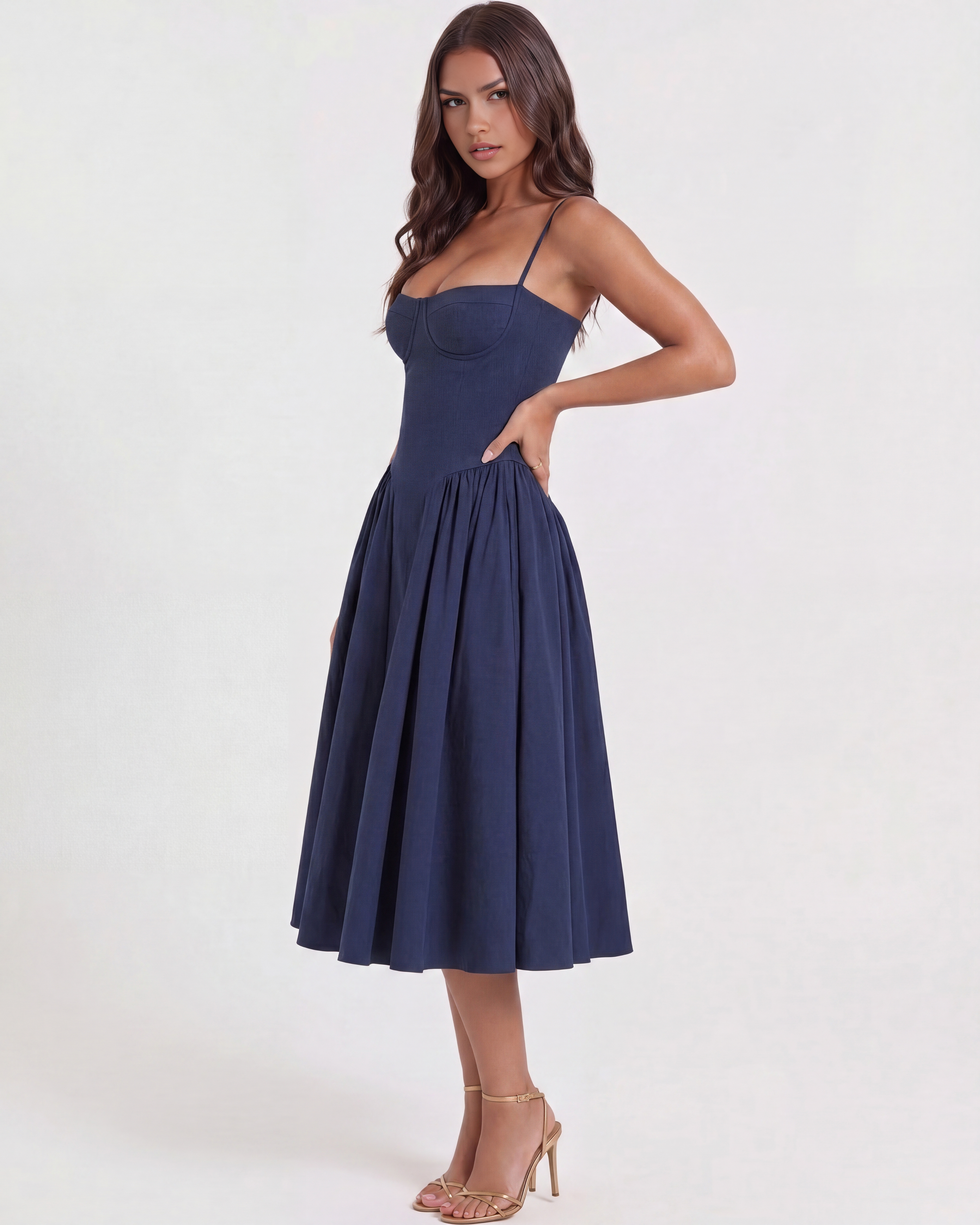 Francesca Lacivert Midi Elbise