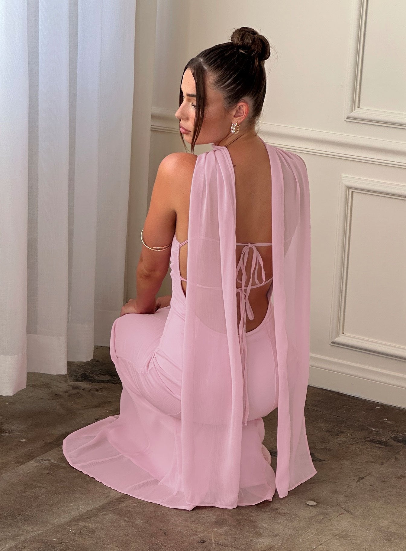 Jadira Açık Pembe Maxi Elbise