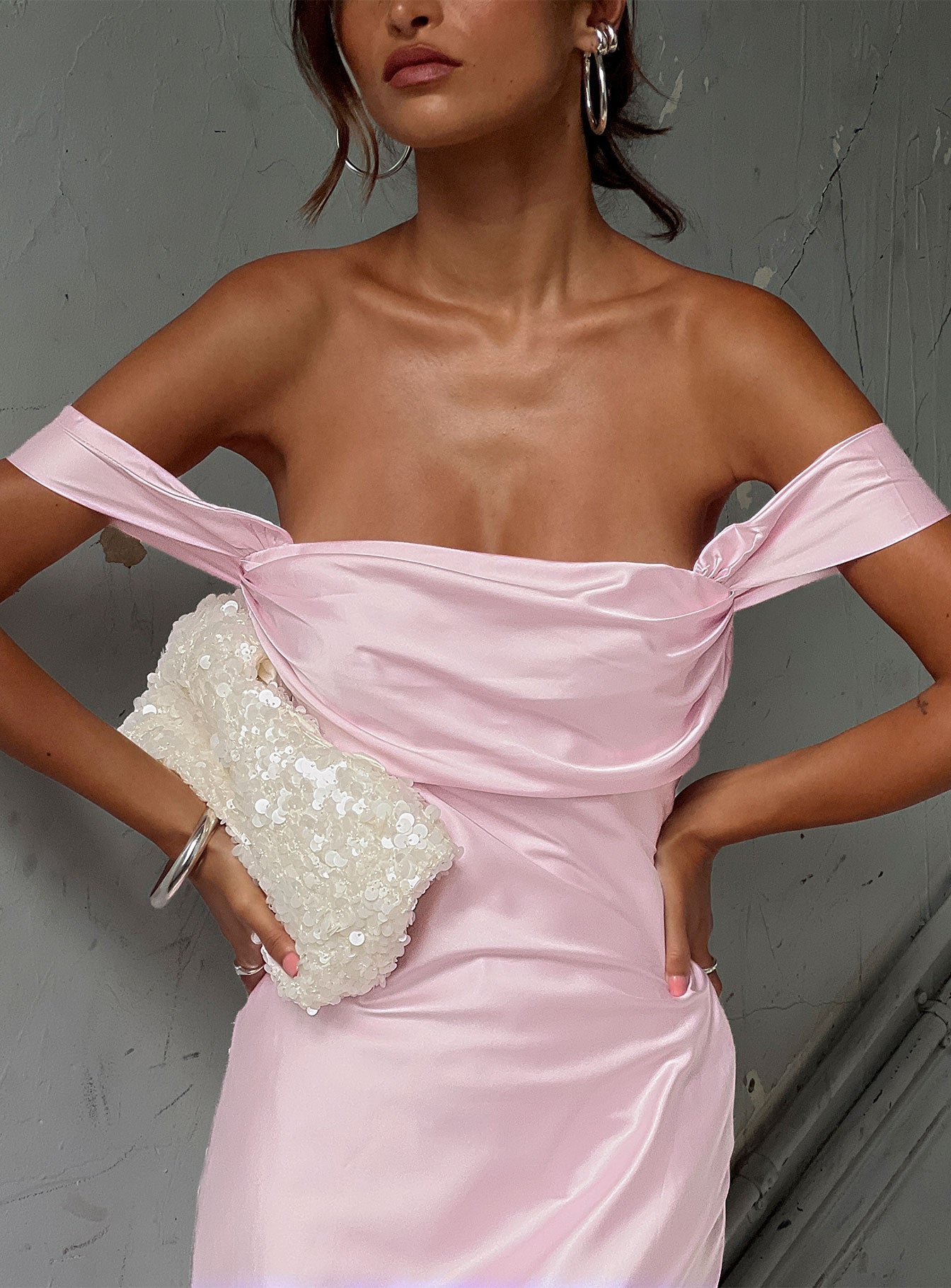 Azura Pembe Askısız Maxi Elbise