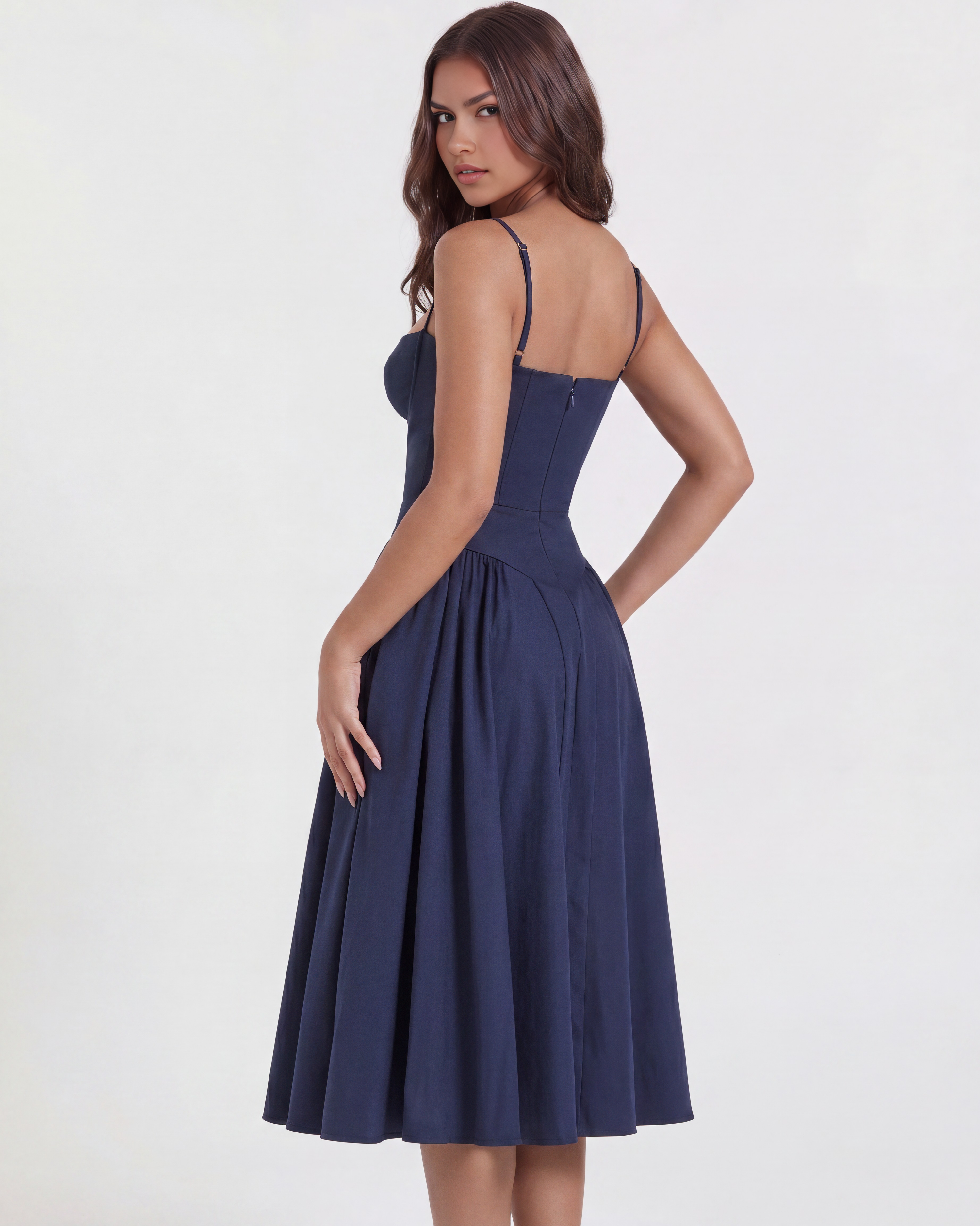 Francesca Lacivert Midi Elbise