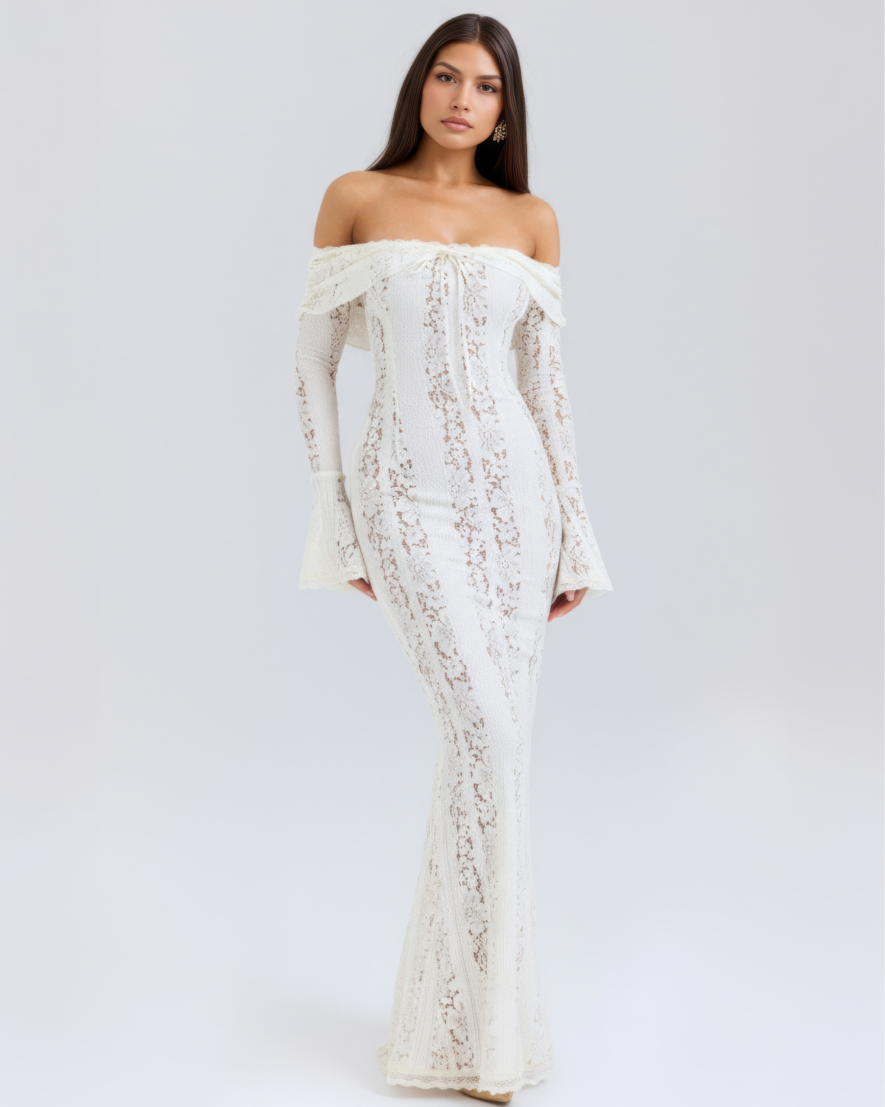 Alessandra Krem Maxi Elbise