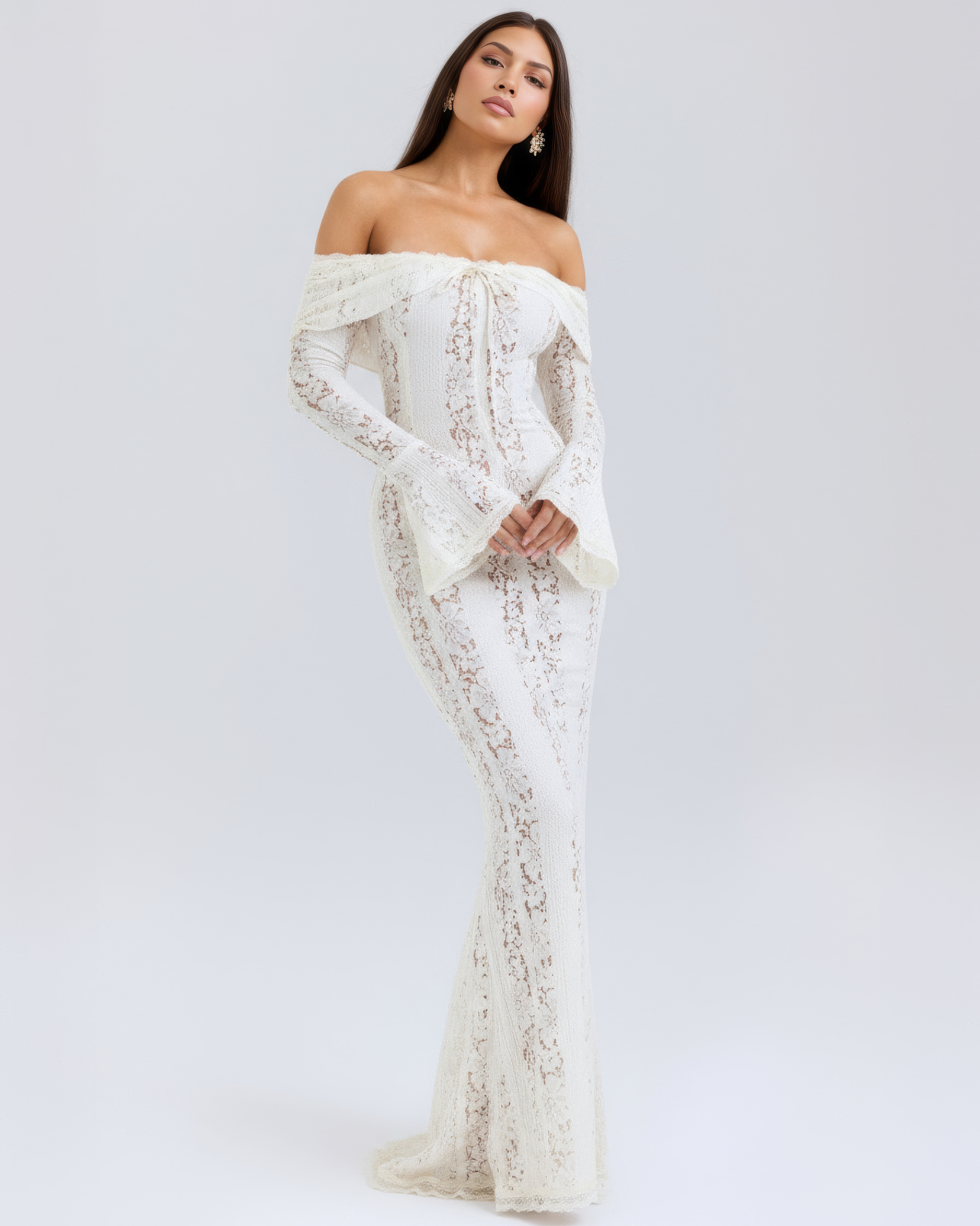 Alessandra Krem Maxi Elbise