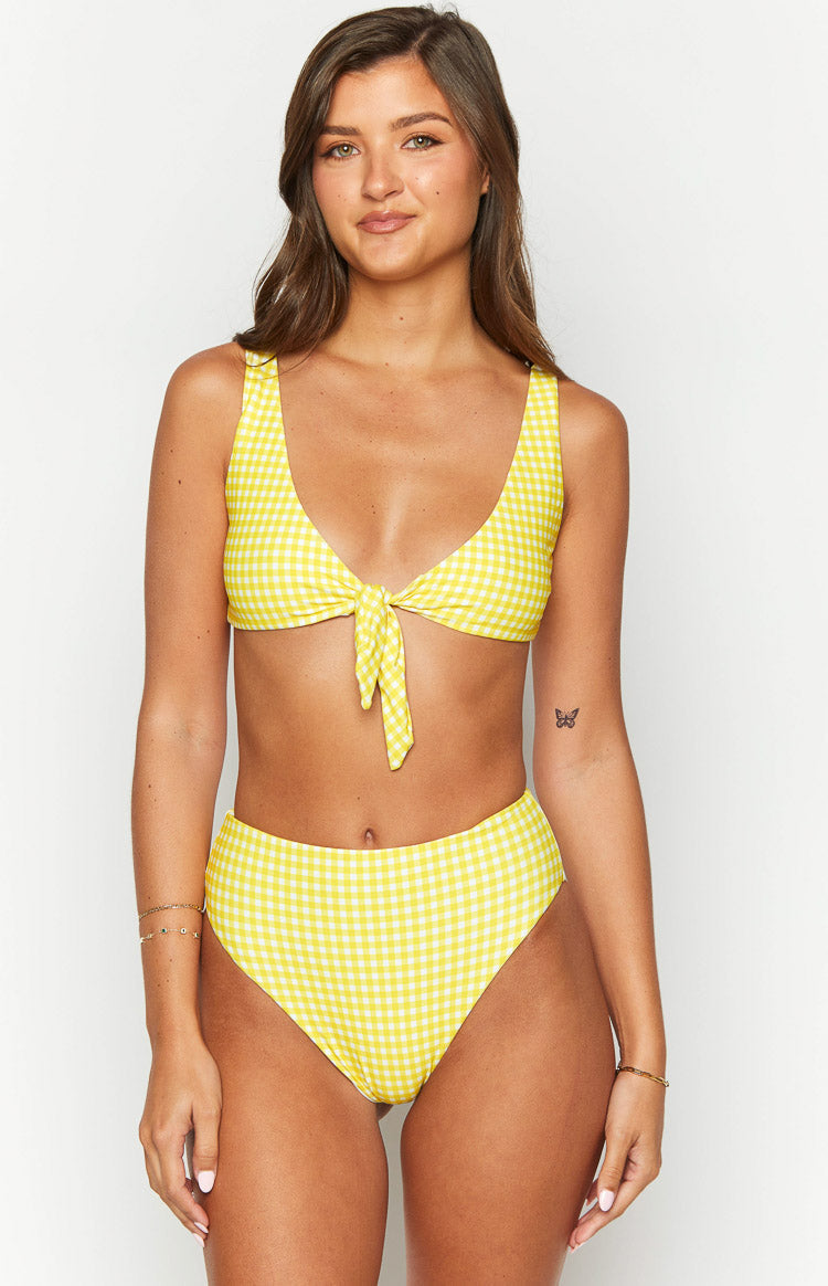 9.0 Yüzme Sarı Gingham St Lucia Bikini Üstü - Şık ve Rahat