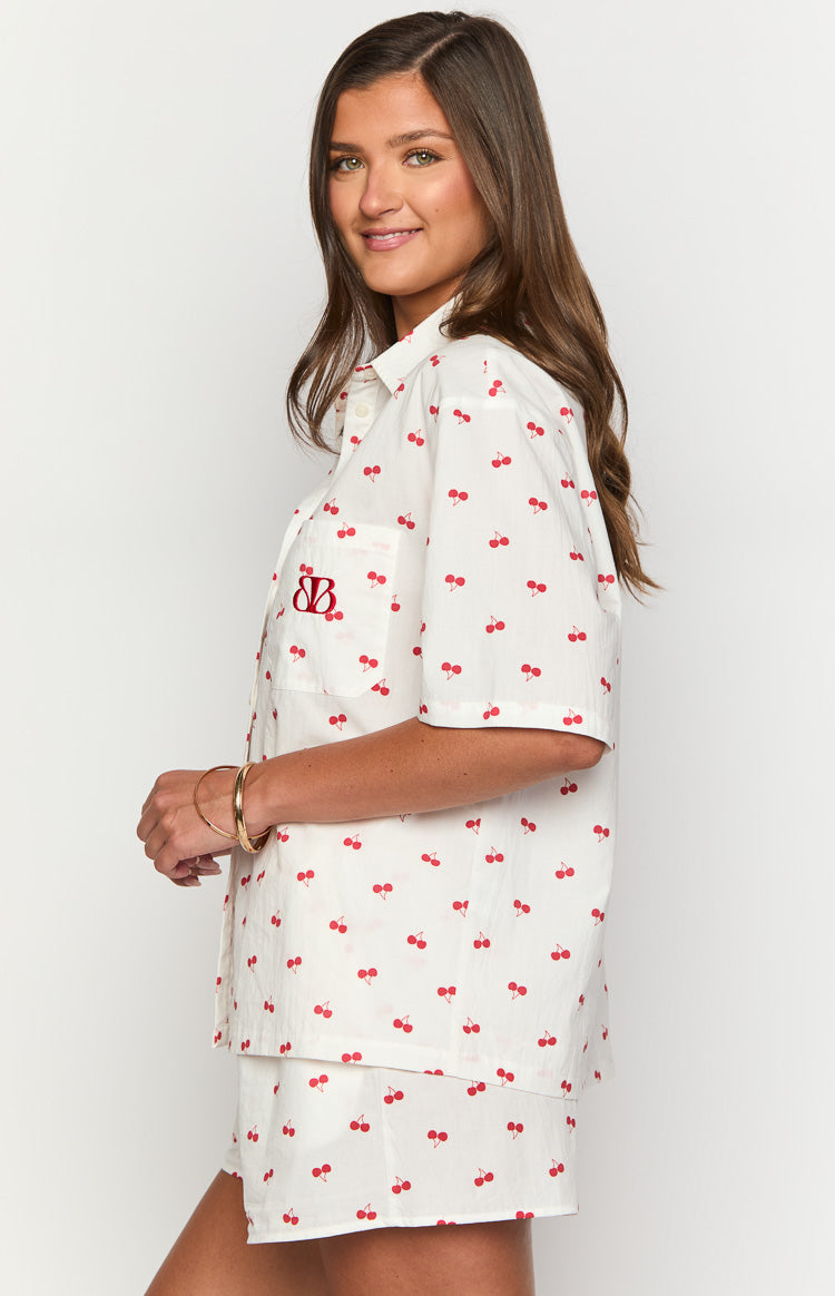 Alexea Kiraz Desenli Şık Pijama Şortları