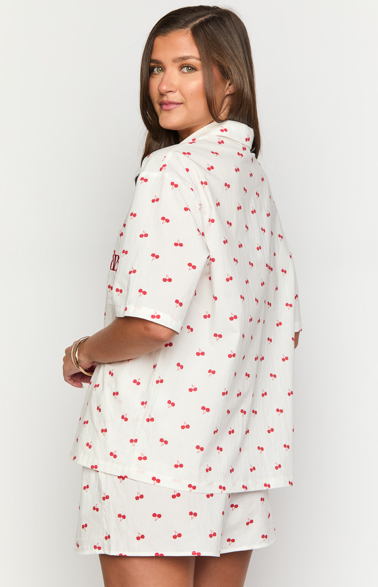 Alexea Kiraz Desenli Şık Pijama Şortları