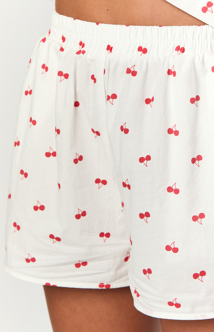 Alexea Kiraz Desenli Şık Pijama Şortları